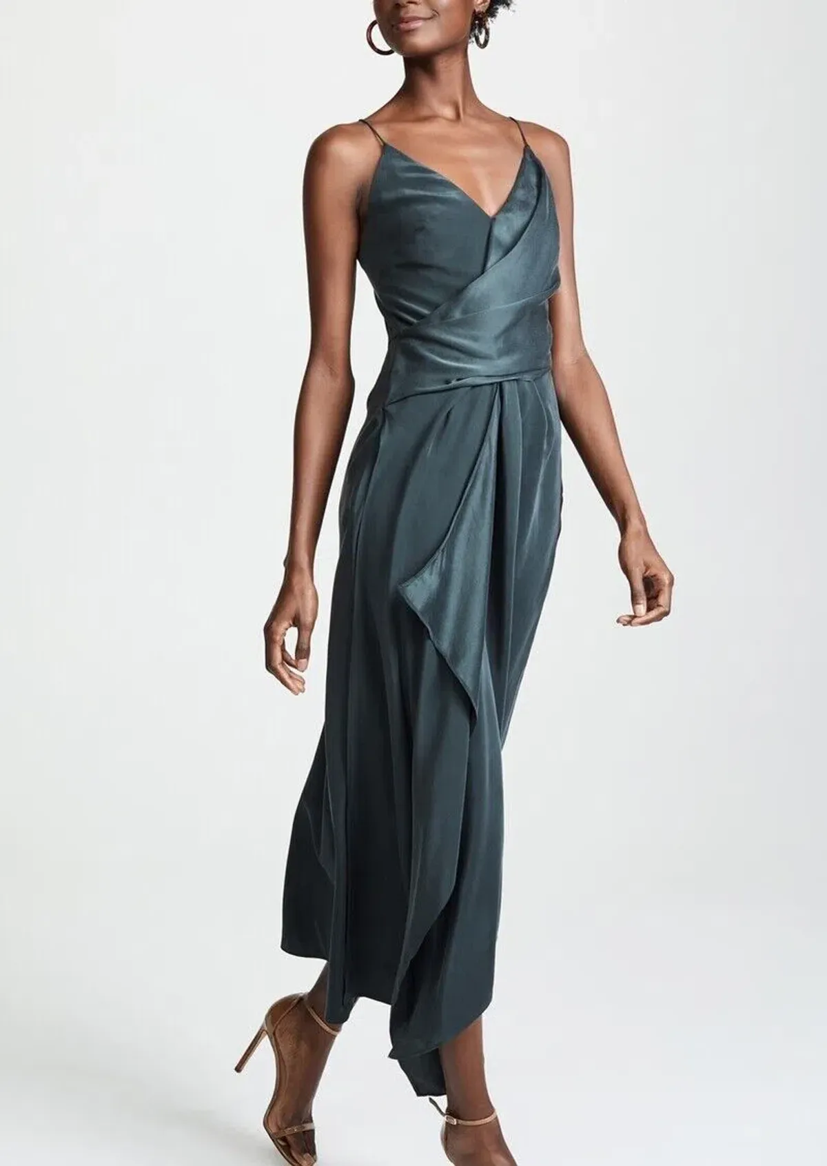 Acler Lucas Silk Dress in Dark Green Size 6 - Image 4