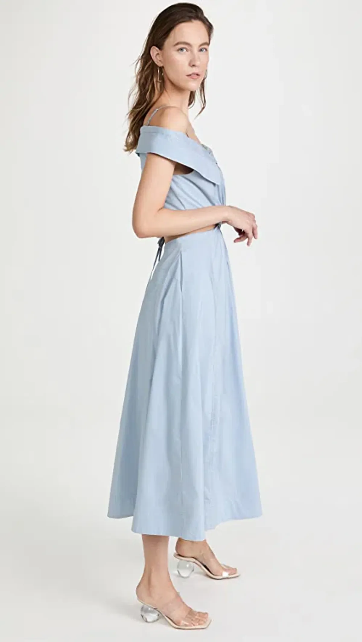 Jonathan Simkhai Ansley Cotton Poplin Midi Dress Cove Size L / Au 12-14 - Image 4