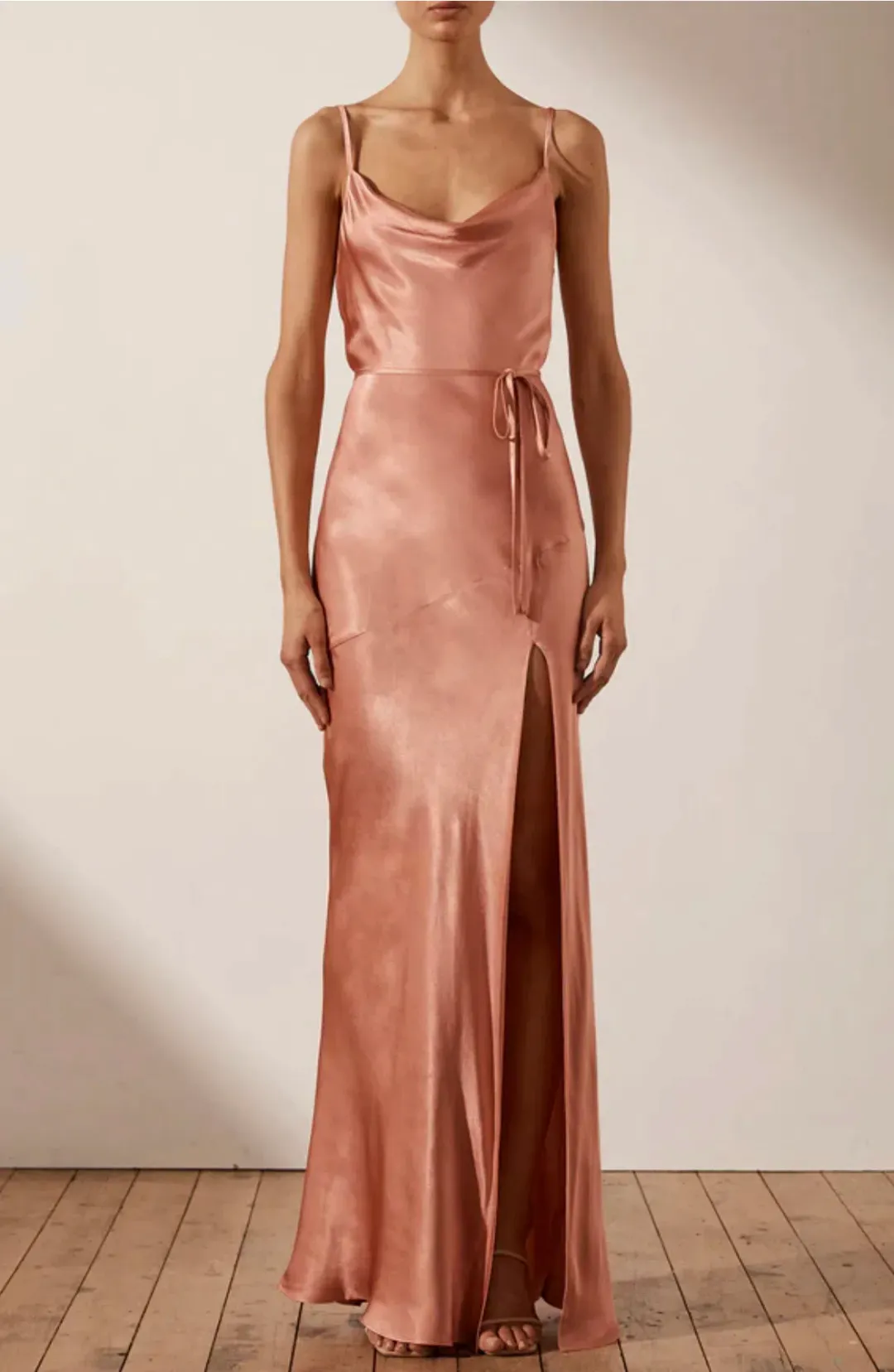 Shona Joy - La Lune Bias Cowl Maxi Dress - Rosé - Size 8 for rent on The Volte - main image