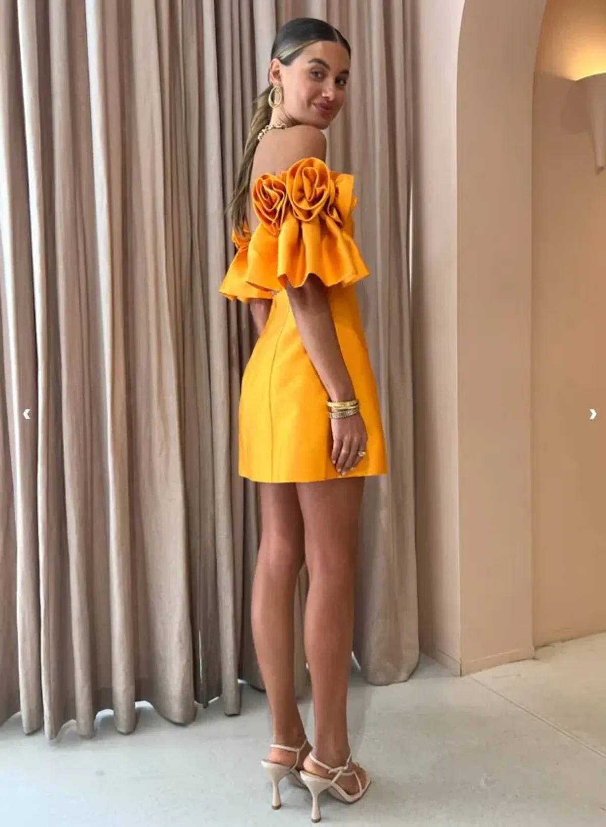 Alemais Macie Rosette Mini Dress in Saffron Yellow Size 6 - Image 5