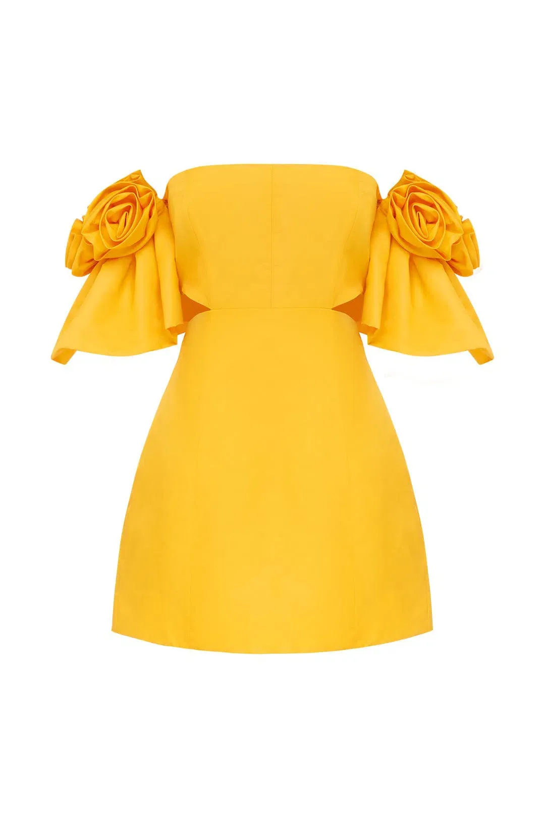 Alemais Macie Rosette Mini Dress in Saffron Yellow Size 6 for rent on The Volte - main image