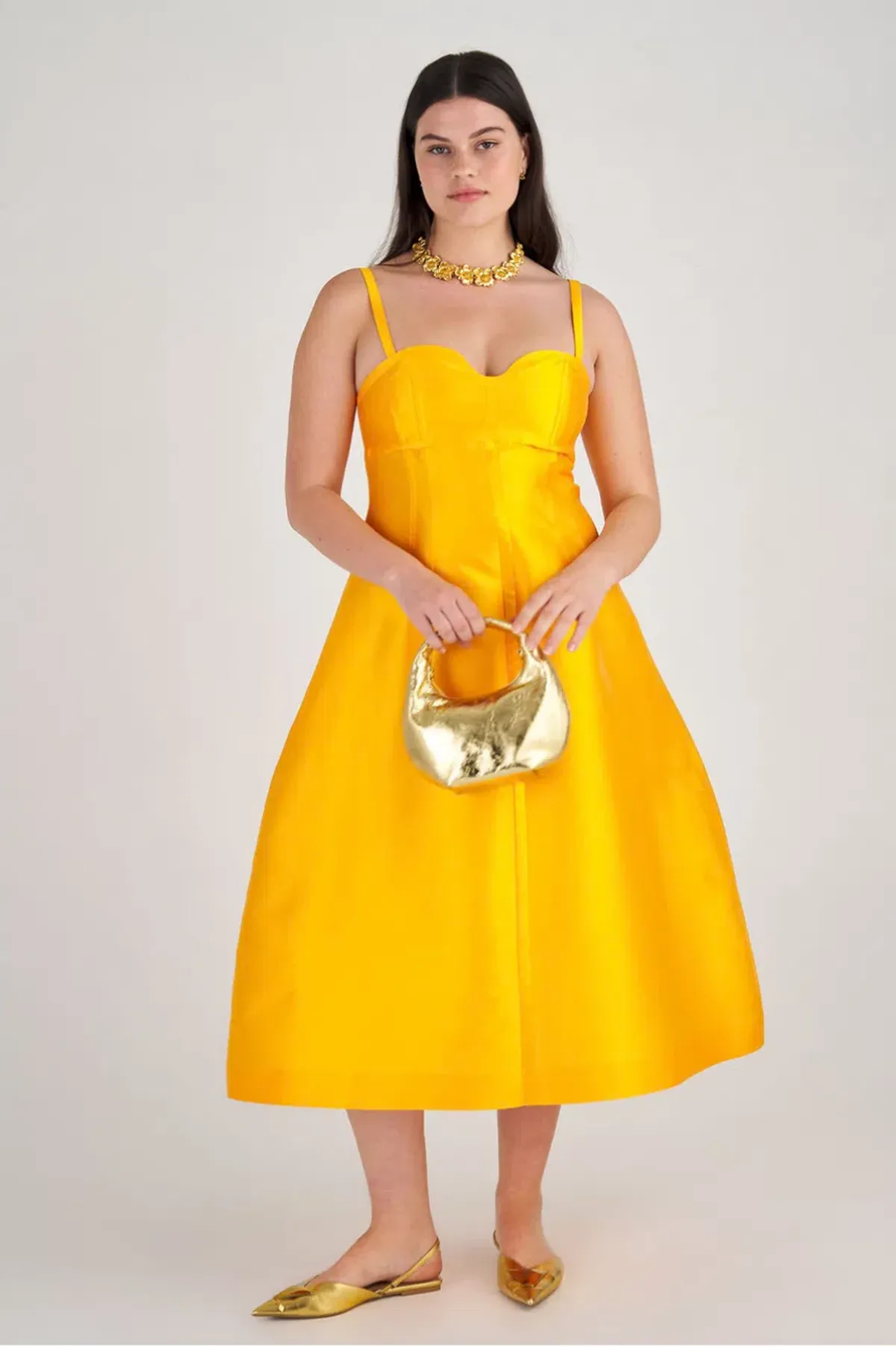 Oroton Sculptured Bodice Dress Marigold Size 8 - Image 3