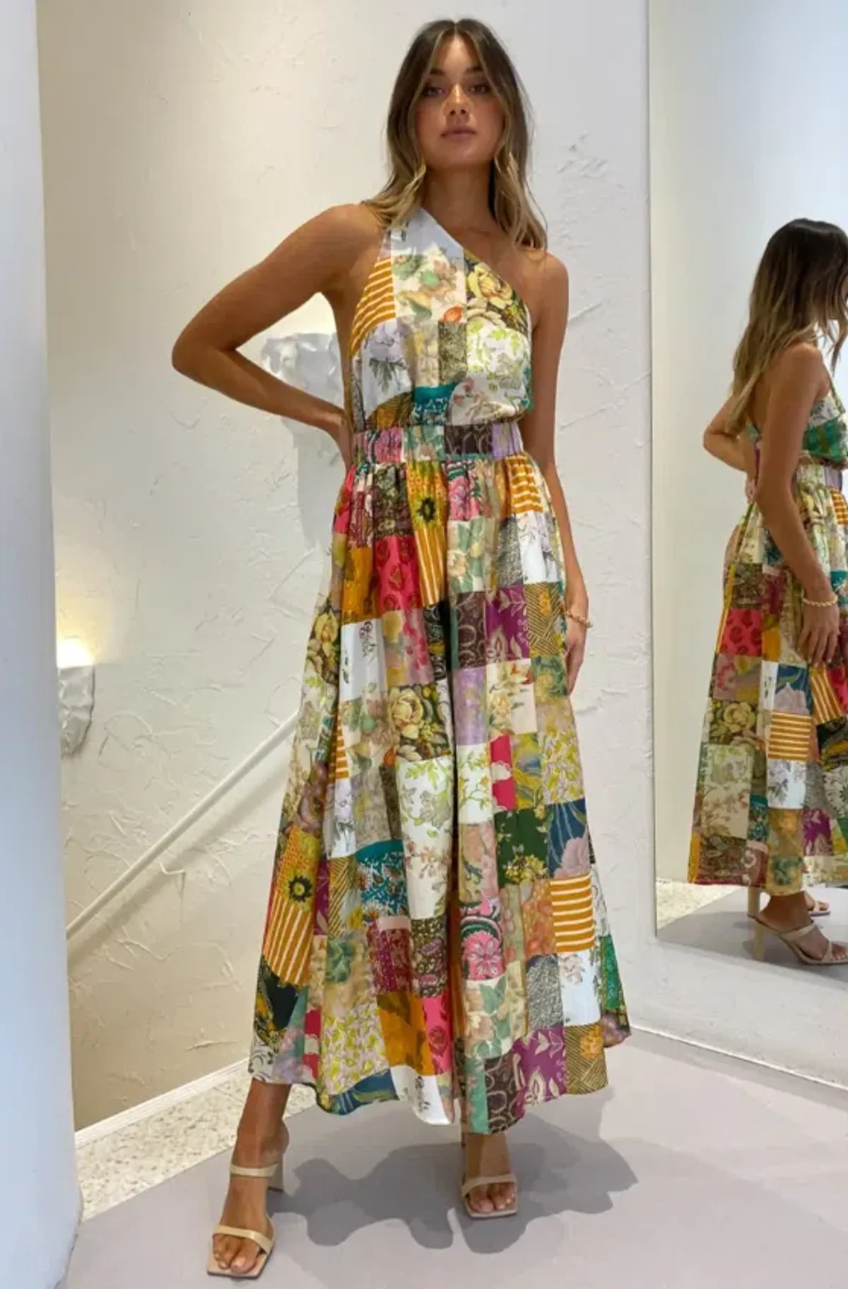 Alemais Hattie One Shoulder Midi Dress Multi Size 12 - Image 1