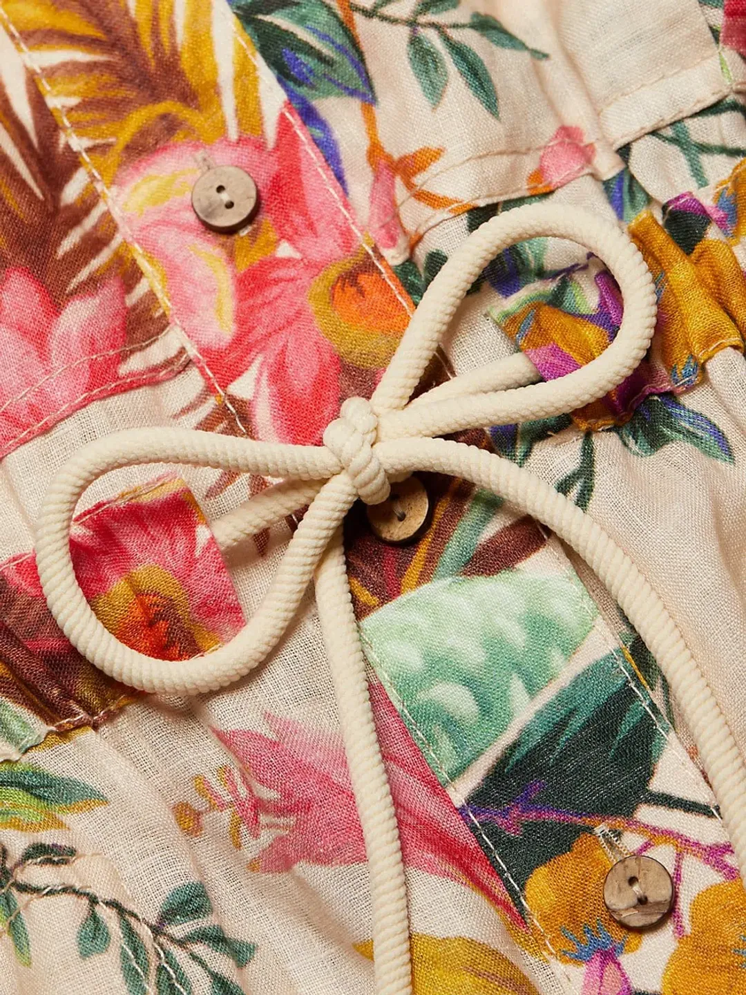 Zimmermann Tropicana Utility Playsuit in Cream Floral size 1 / Au 10 for rent on The Volte - main image