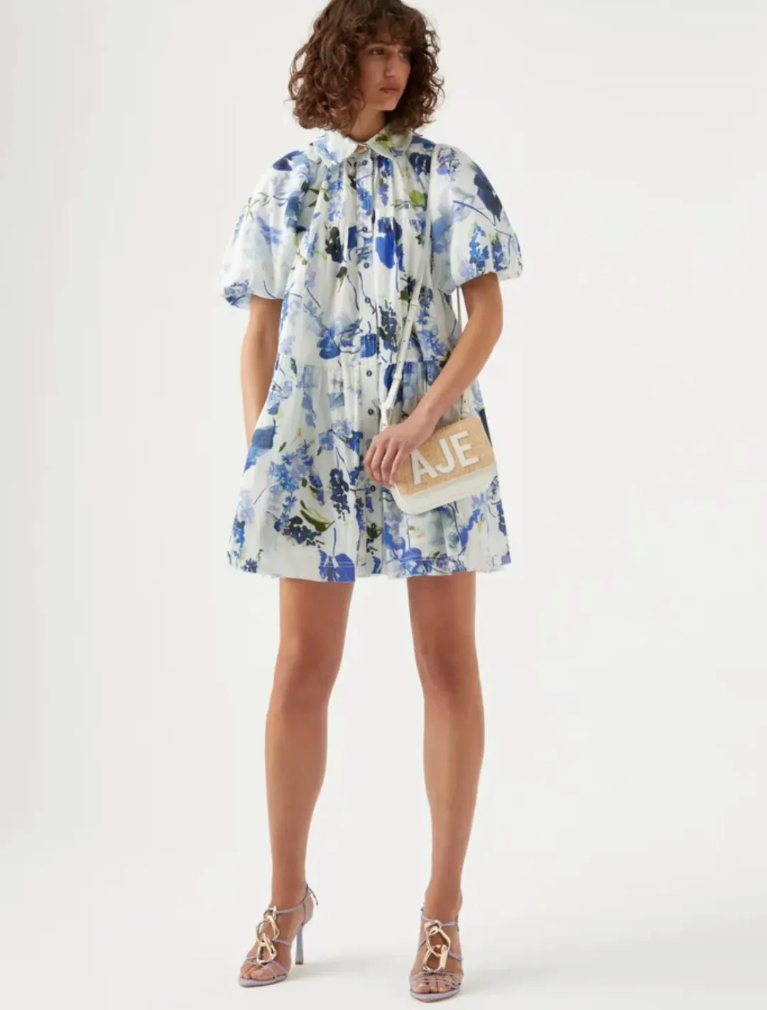 Aje Pablo Smock Mini Dress Blue AU 8 for rent on The Volte - main image