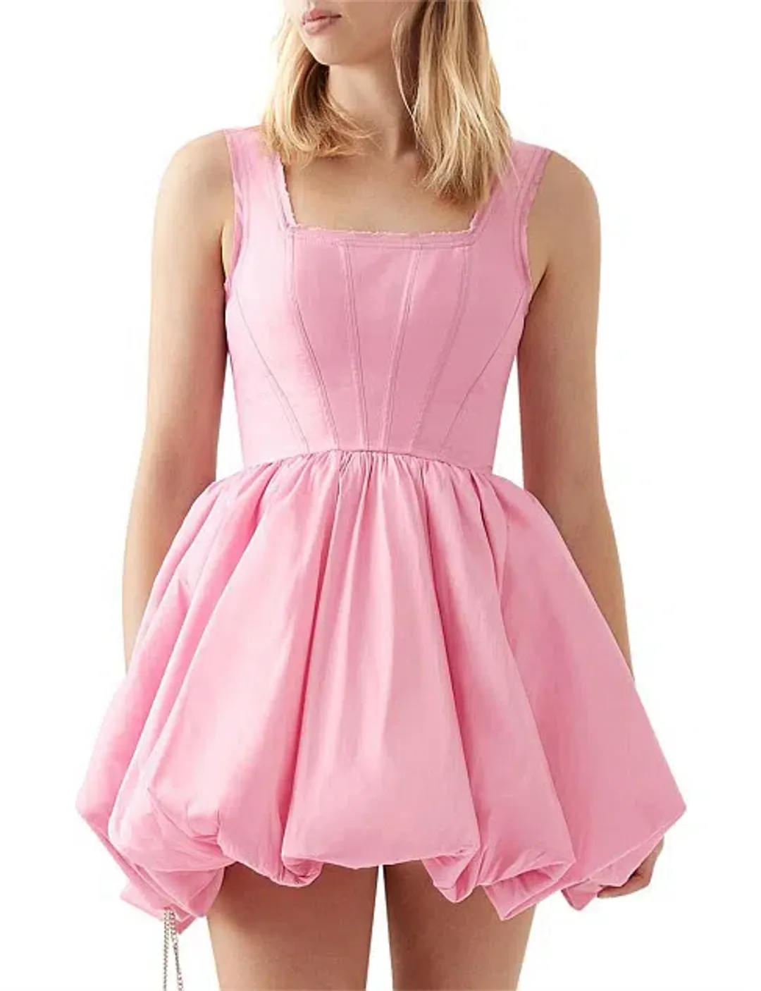 Aje Suzette Bubble Mini Dress Pink Size AU 6 for rent on The Volte - main image