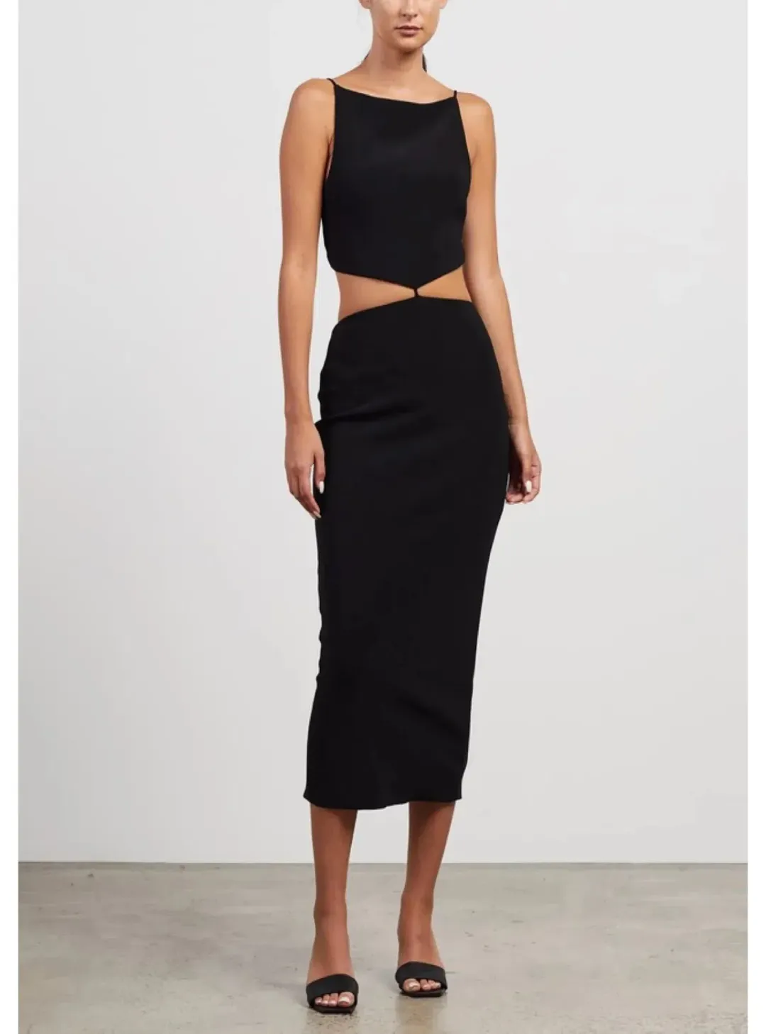 Bec & Bridge Scout Cut Out Midi Dress Black Size AU 6 for rent on The Volte - main image
