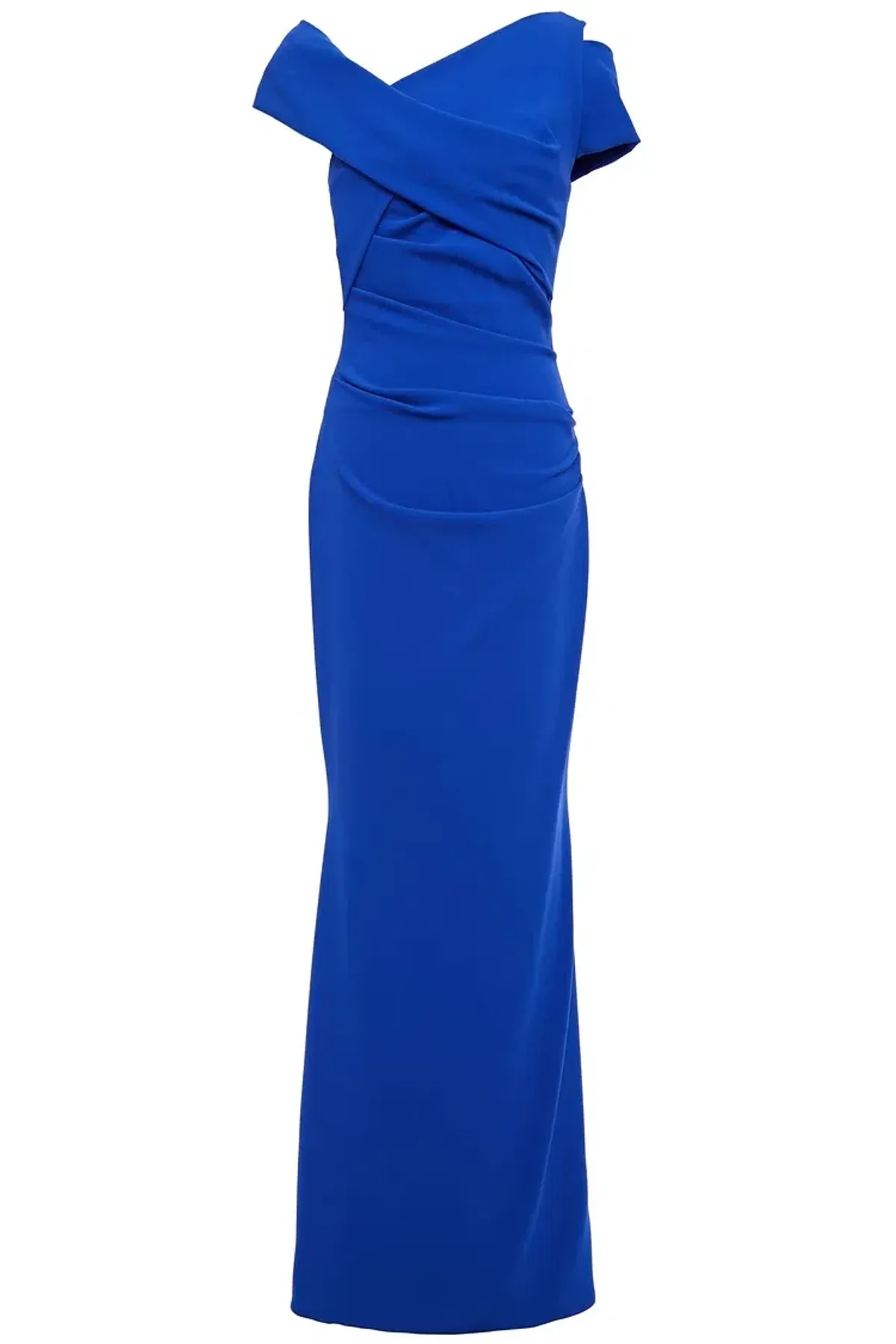 Talbot Runhof Moa Ruched Stretch-Crepe Gown Blue Size 6  - Image 4