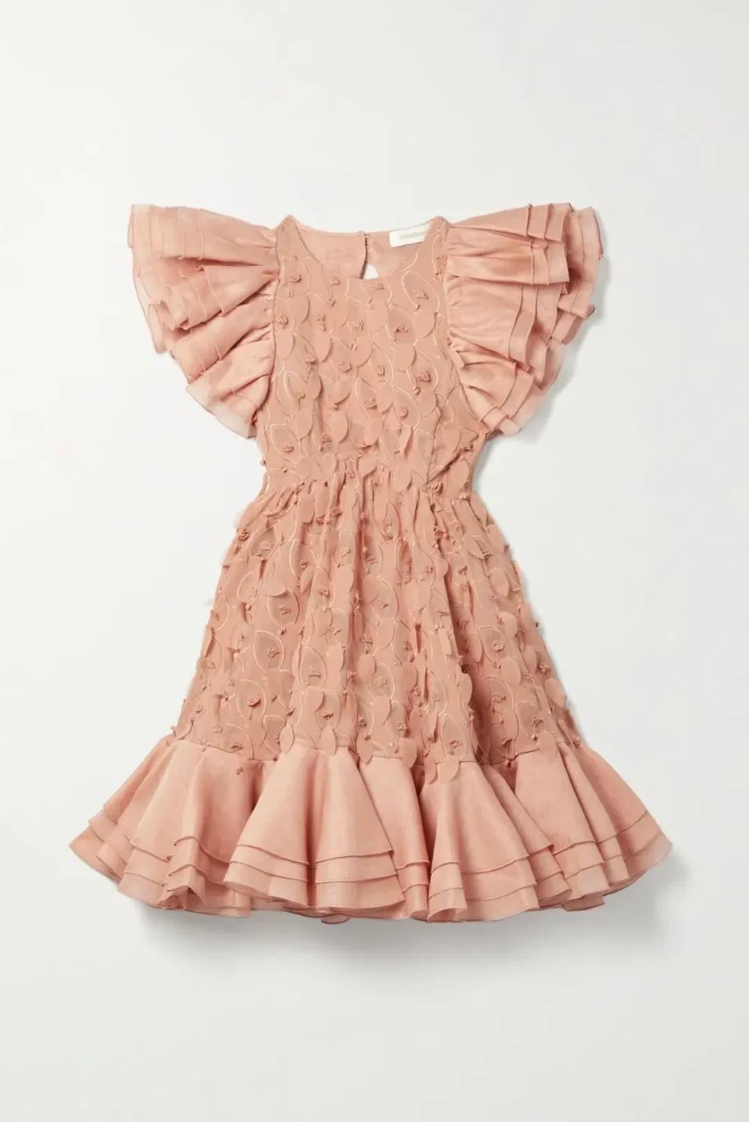 Zimmermann The Dancer Frilled Mini Dress in Blush Size 1 (AU 10) for rent on The Volte - main image
