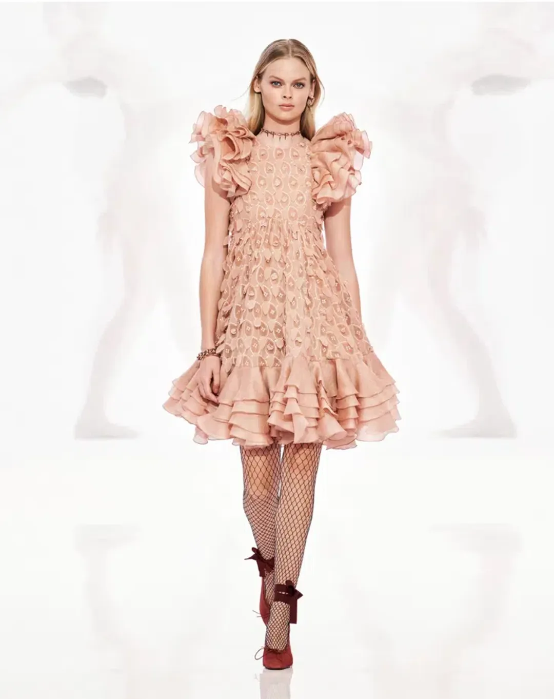 Zimmermann The Dancer Frilled Mini Dress in Blush Size 1 (AU 10) for rent on The Volte - main image
