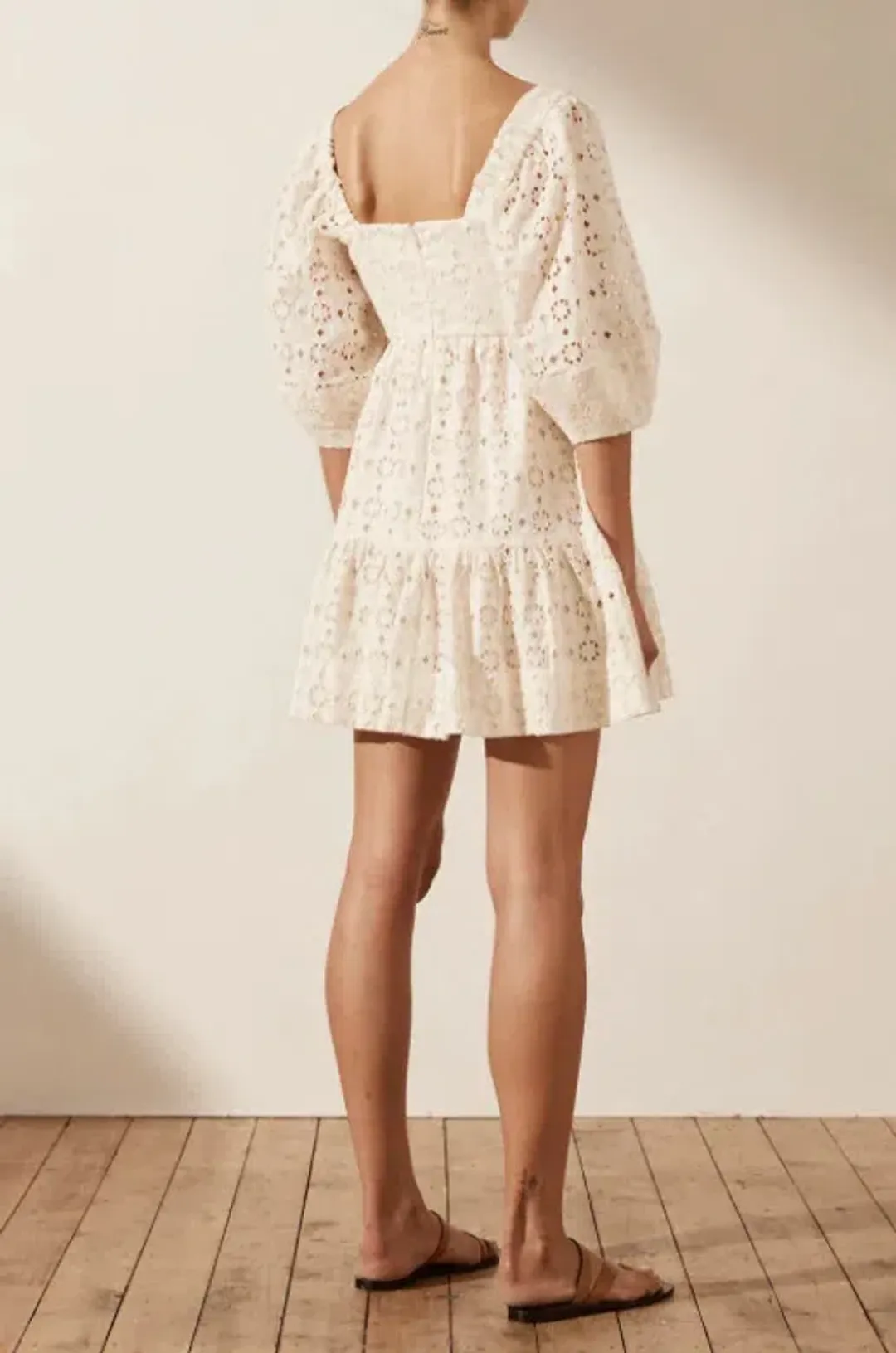 Shona Joy Fryda Square Neck Mini Dress Cream Size Small / AU 8 for rent on The Volte - main image