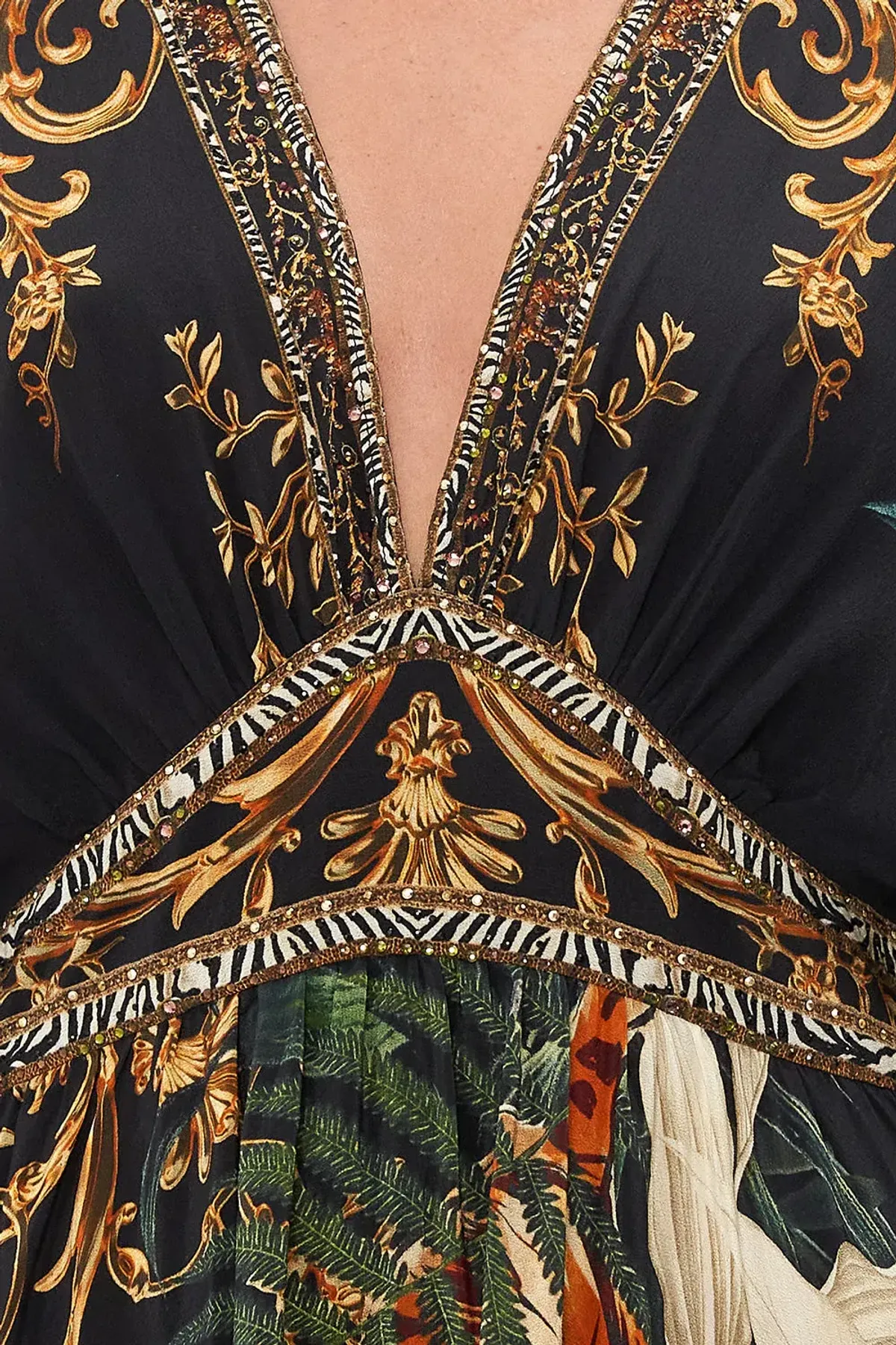 Camilla Easy Tiger New Season Full Length Waisted Dress With Hem Ruffle Black Size XS / AU 8 - Image 3