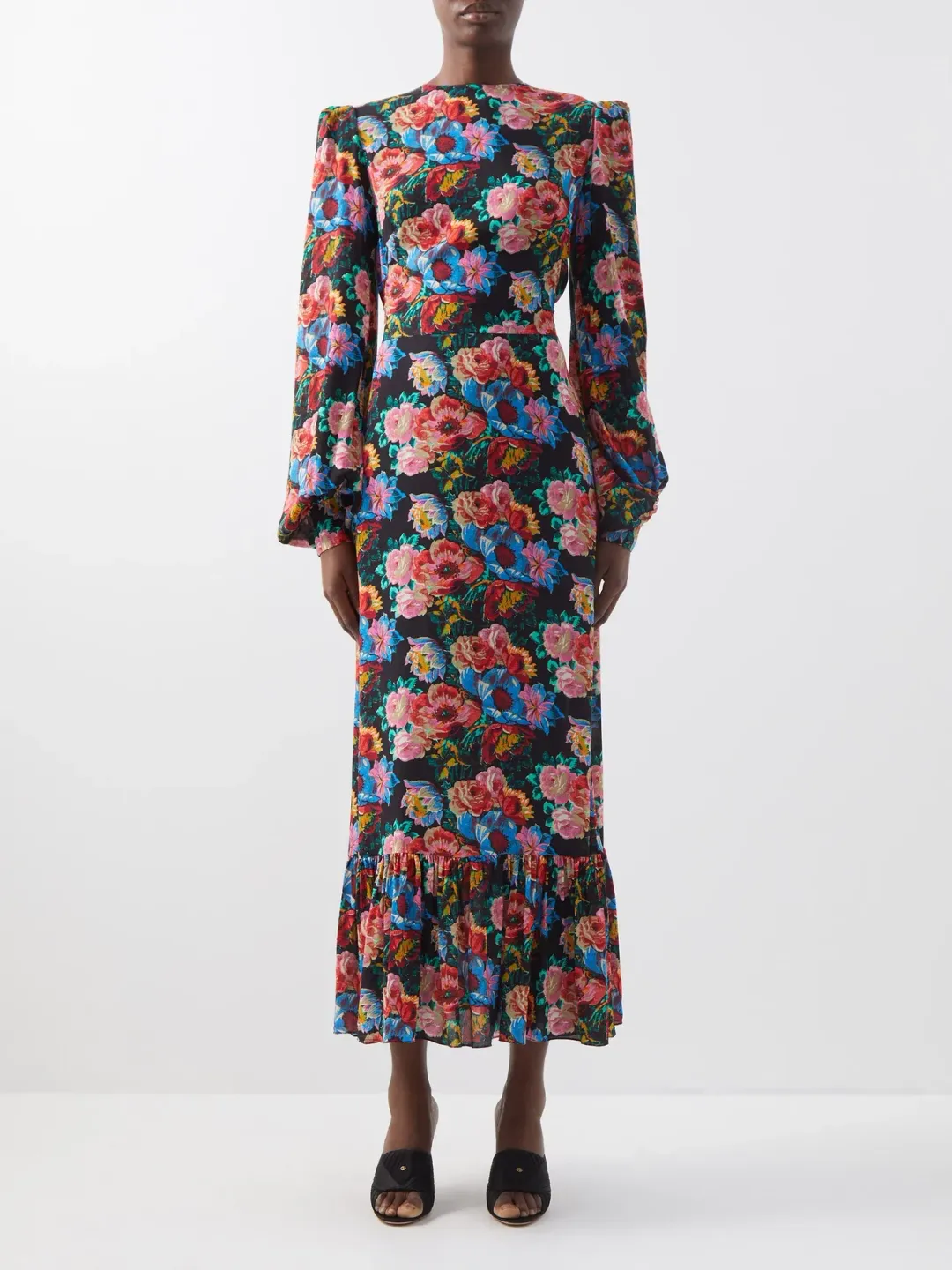 The Vampire’s Wife The Villanelle floral-print crepe dress Pink Size 14 for rent on The Volte - main image