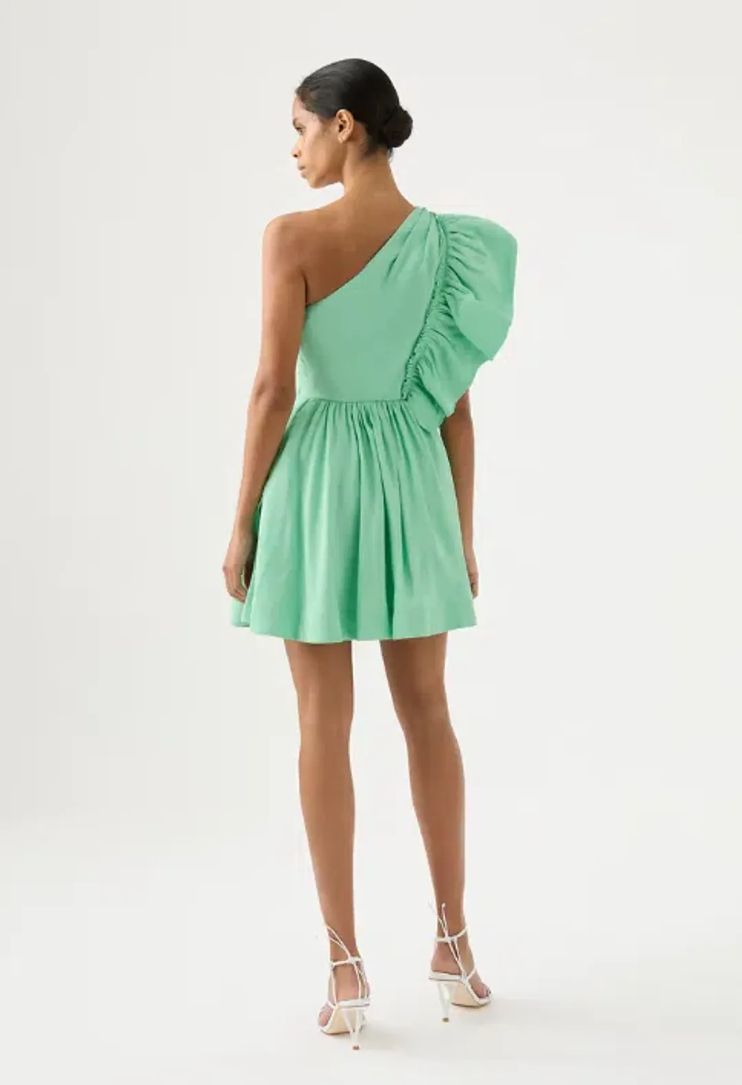 Aje Bonjour Asymmetric Mini Dress Green Size 8 / S for rent on The Volte - main image
