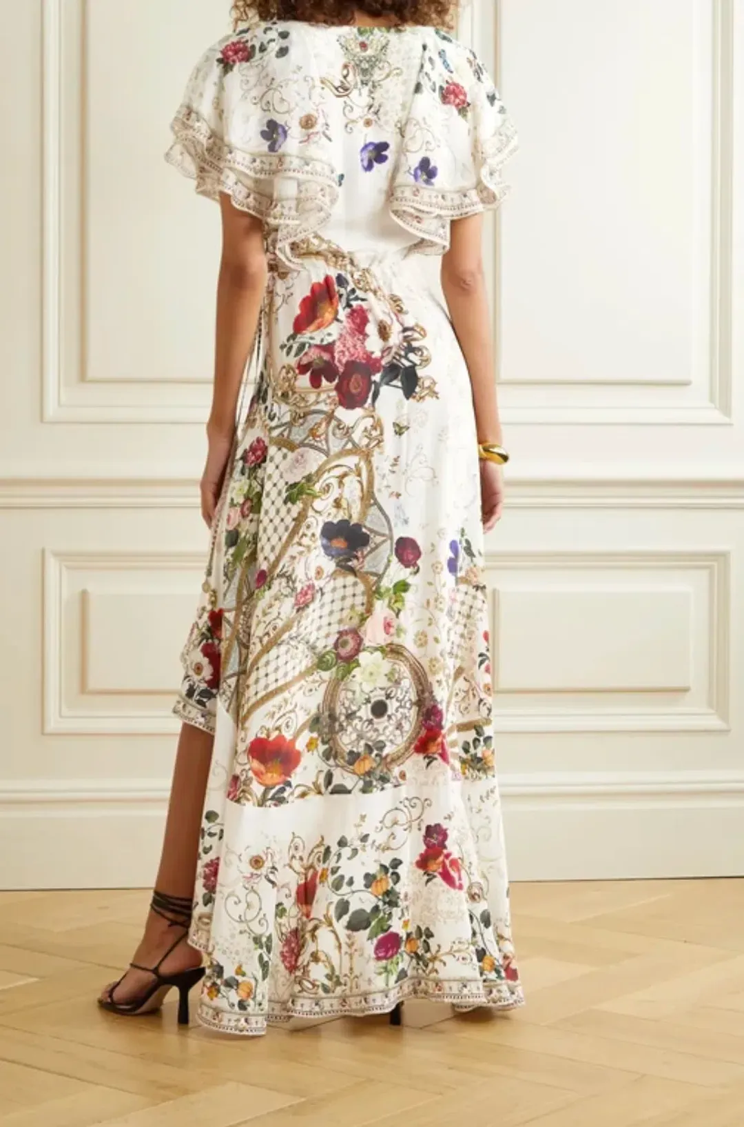 Camilla Frill Sleeve Long Dress in Fairy Godmother Print Size 8  for rent on The Volte - main image