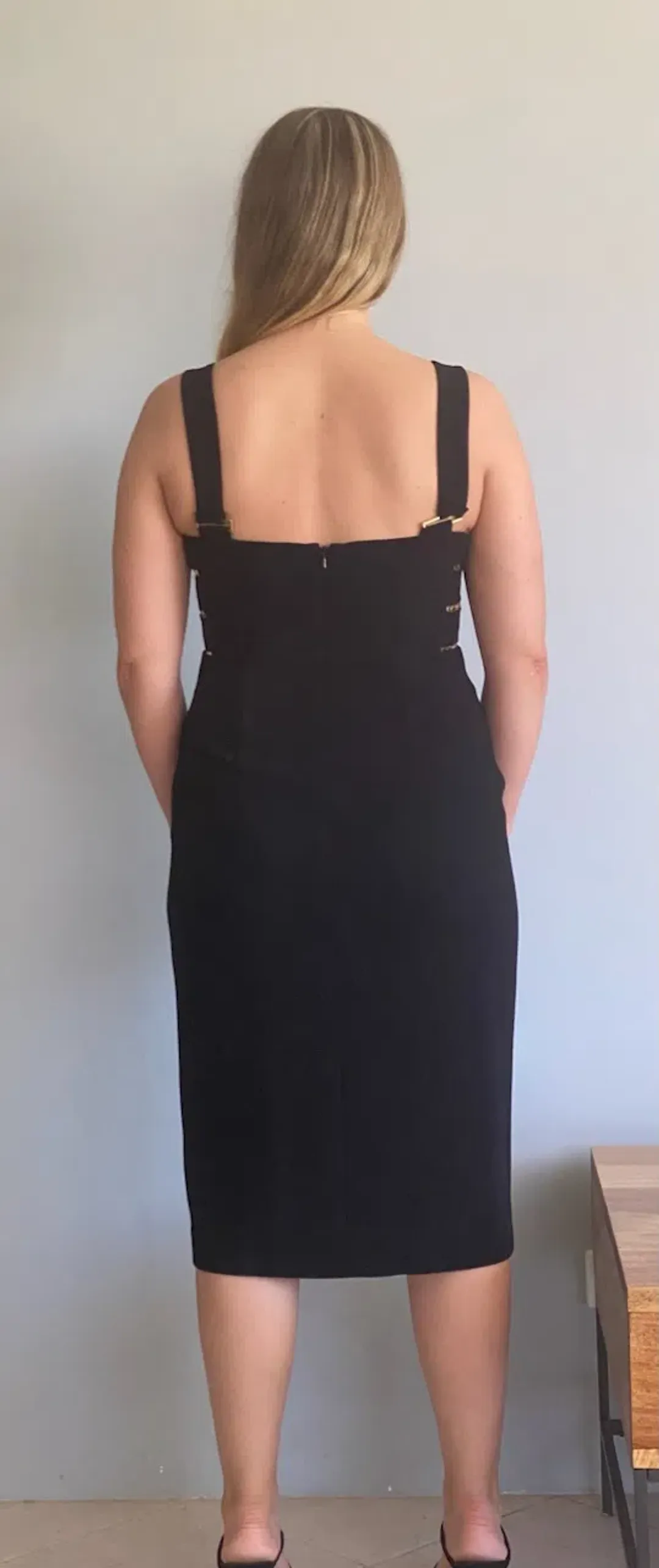 Zimmermann Stretch Crepe Buckle Dress Black Size 2 / AU 12 for rent on The Volte - main image