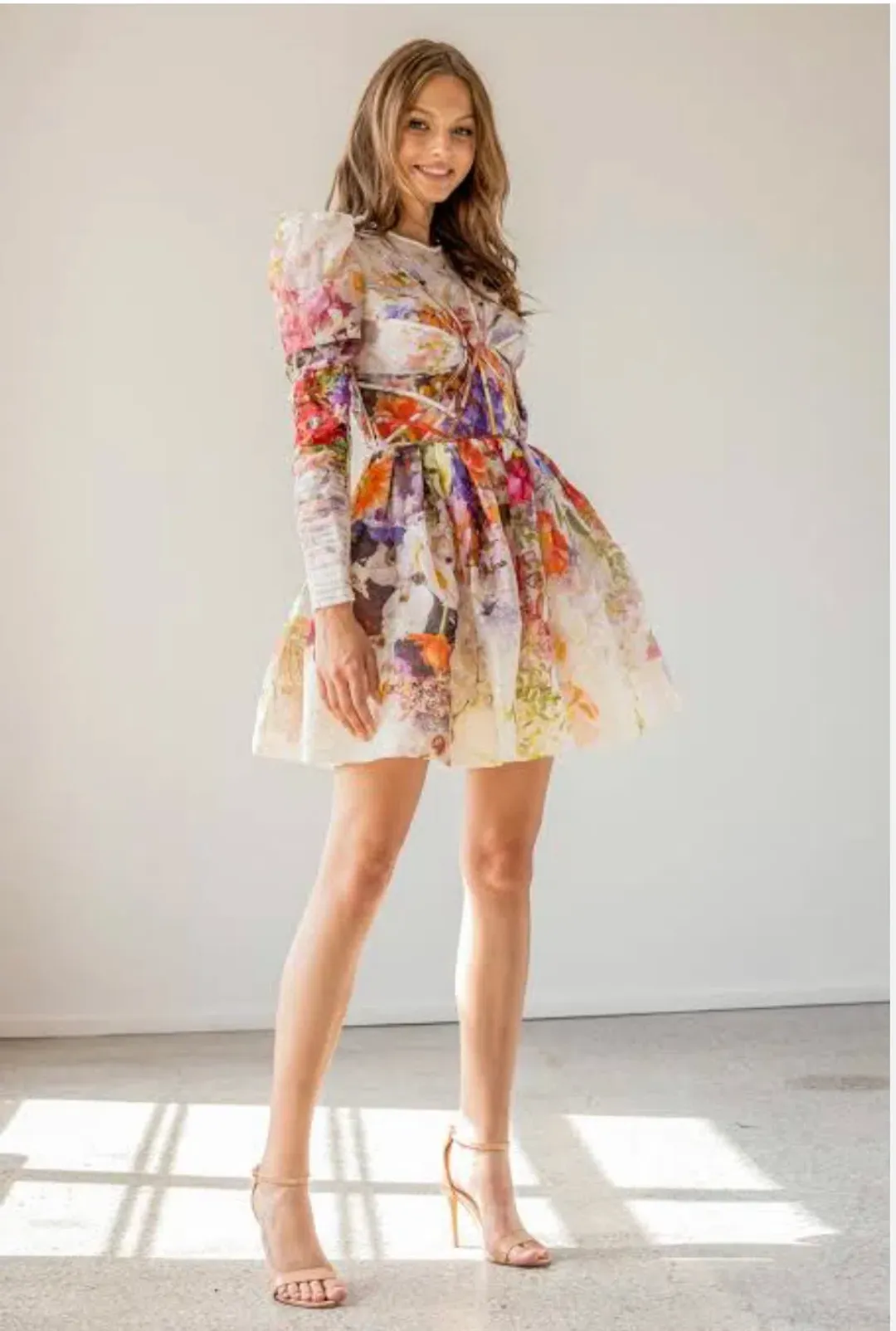 Zimmermann Prima Panelled Mini Dress Floral Size 1 / Au 10 for rent on The Volte - main image