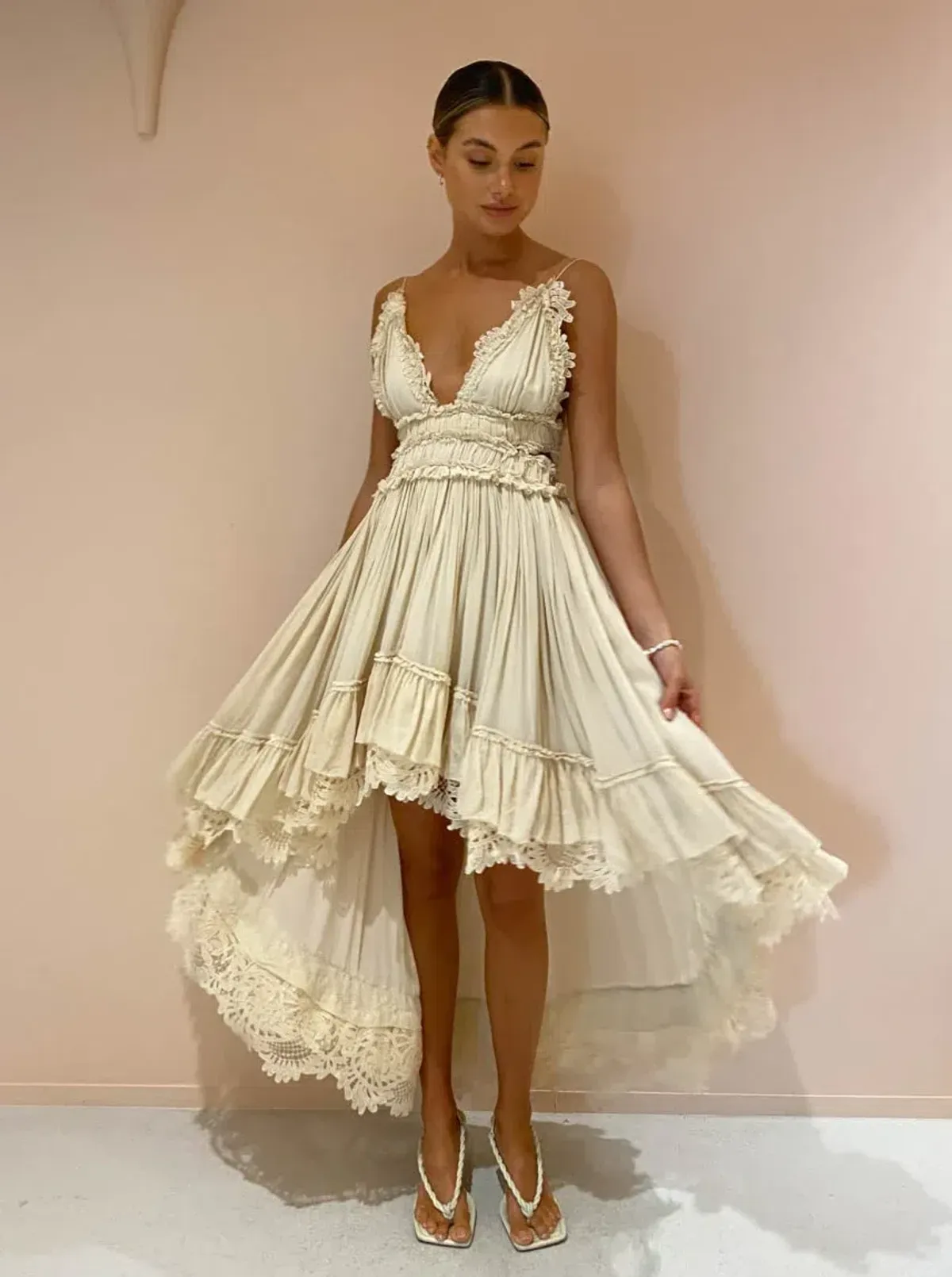 Magali Pascal Emiliana Midi Dress in Ivory Cream Size M / Au 10 - Image 3