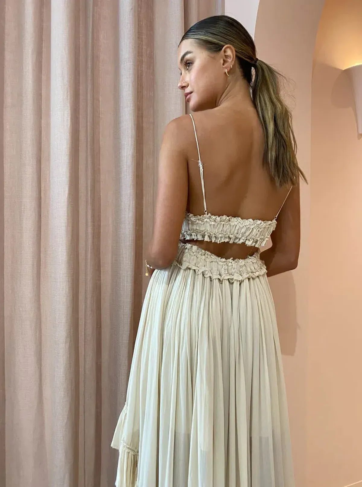 Magali Pascal Emiliana Midi Dress in Ivory Cream Size M / Au 10 - Image 2