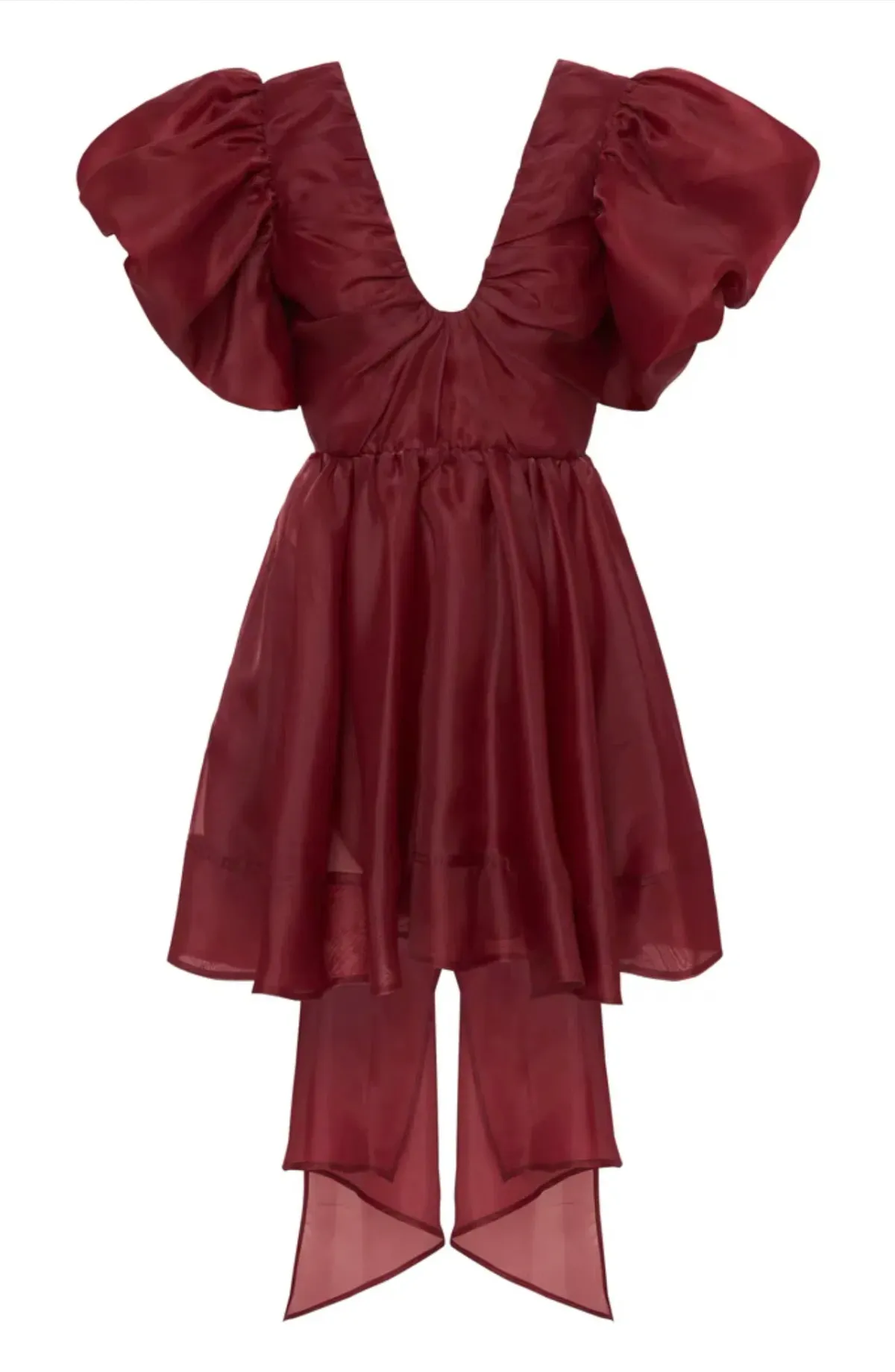 Aje Gretta Organza Mini Dress Burgundy Size 8 / S - Image 4