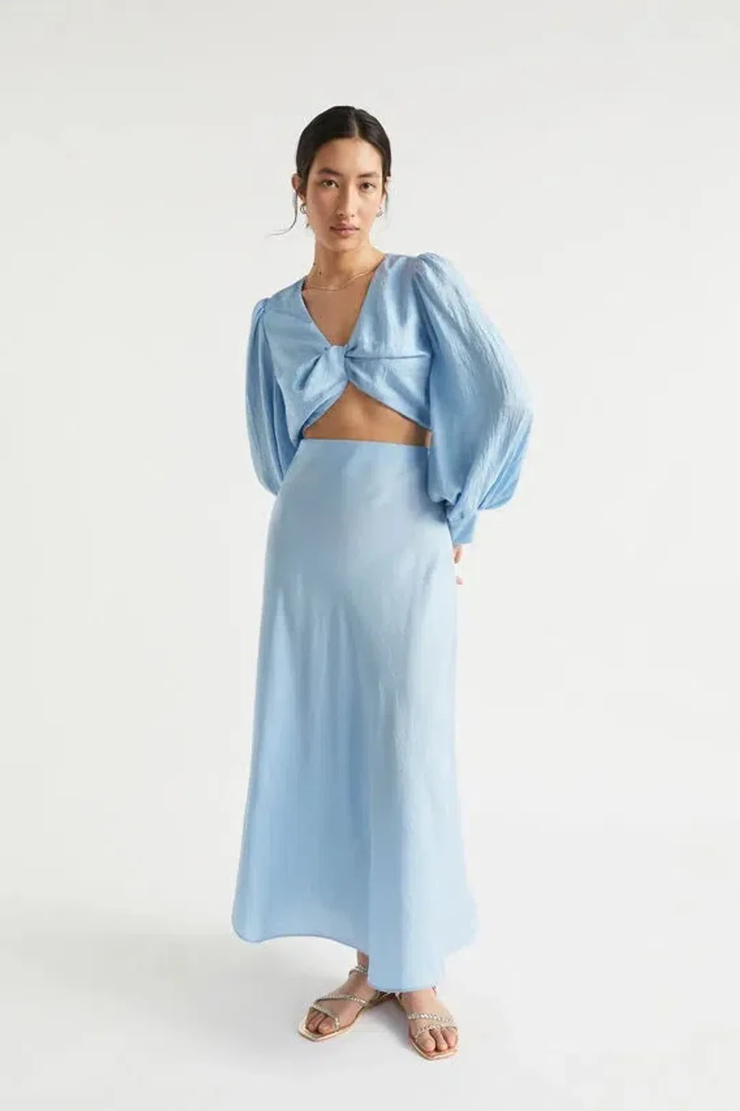 Seed Bluebell Satin Skirt and Twist Top Set Size 12 for rent on The Volte - main image