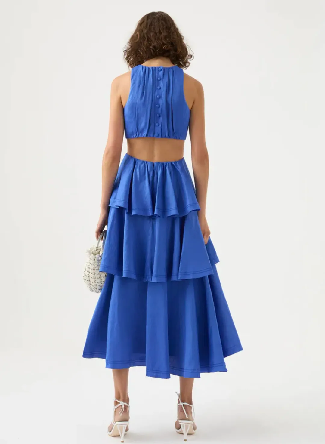 Aje Wave Cut Out Ring Midi Dress Marine Blue Size 8  for rent on The Volte - main image