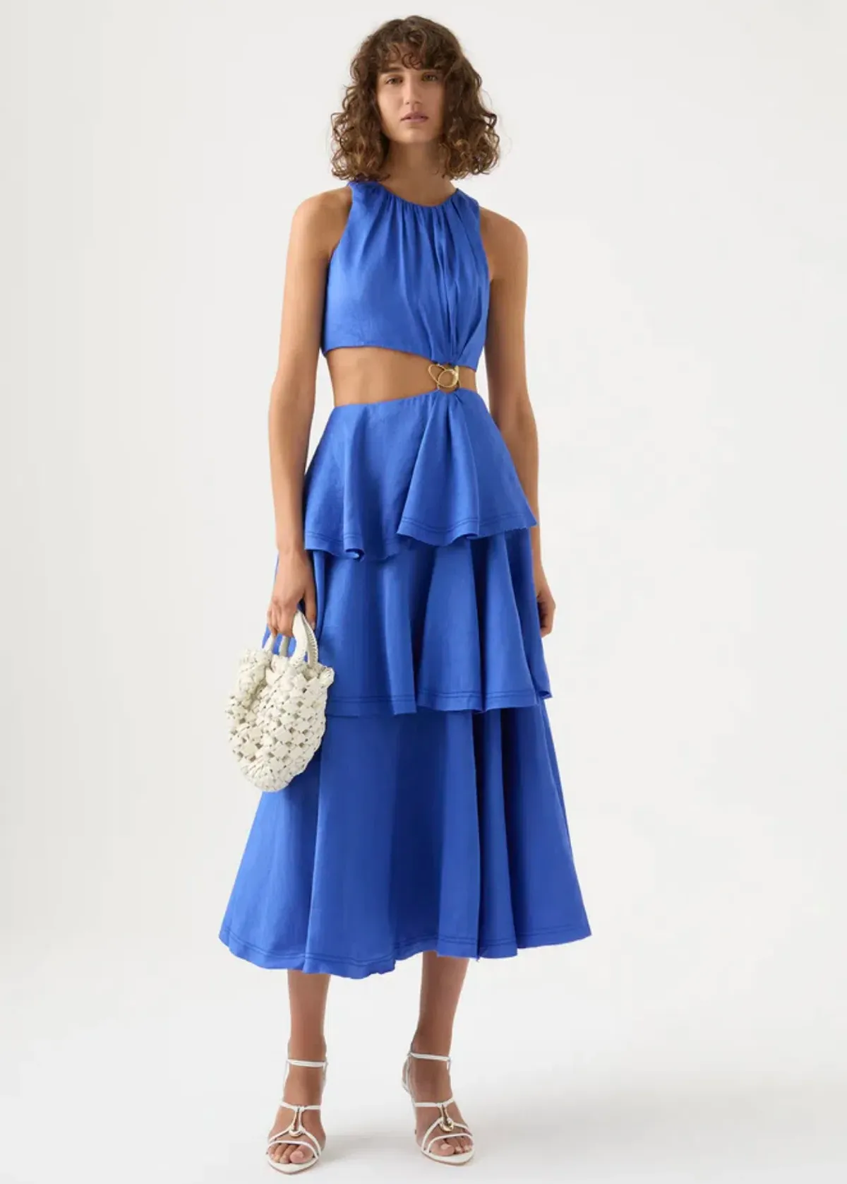 Aje Wave Cut Out Ring Midi Dress Marine Blue Size 8  - Image 1