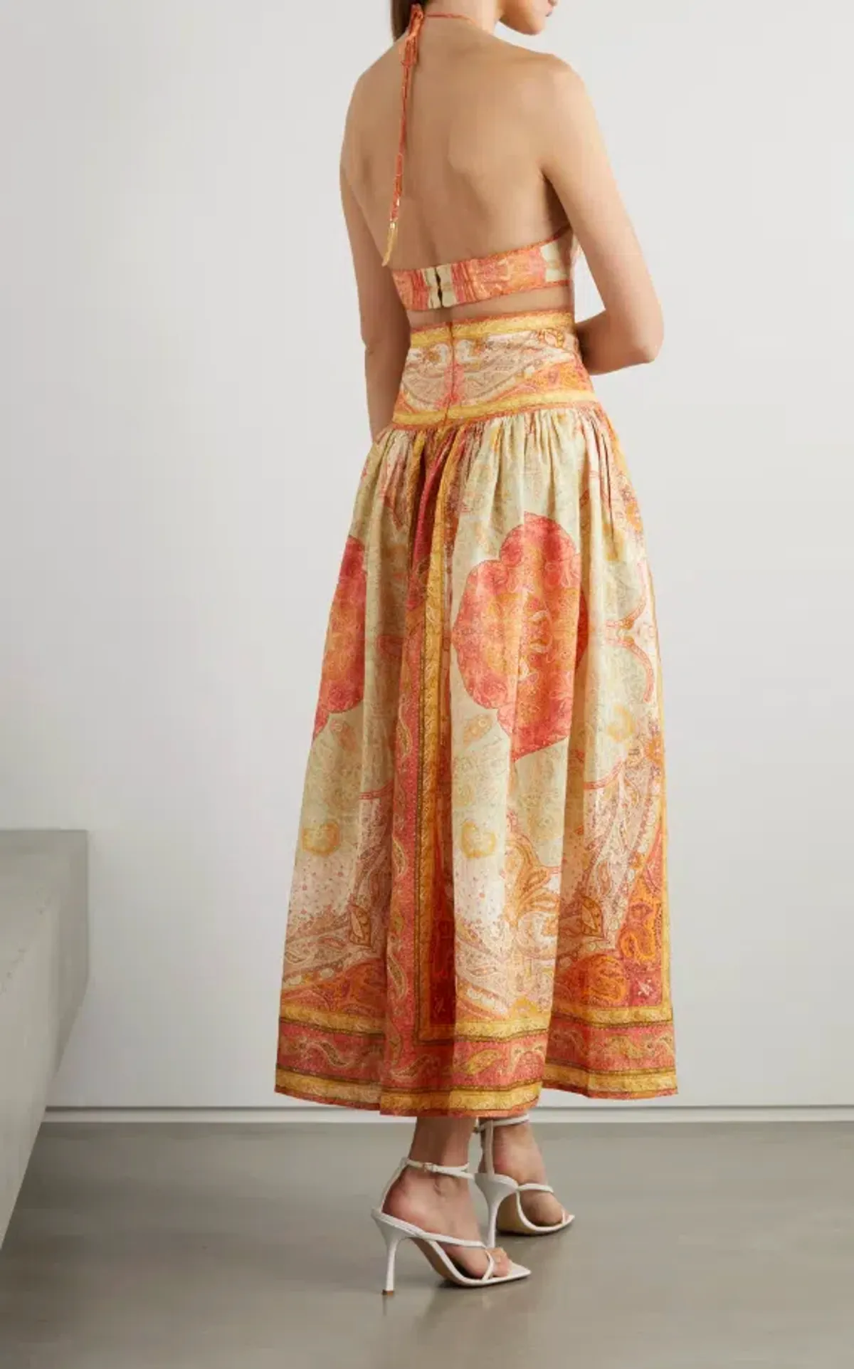 Zimmermann Anneke Cut Out Long Dress Orange Paisley Size 12 - Image 2