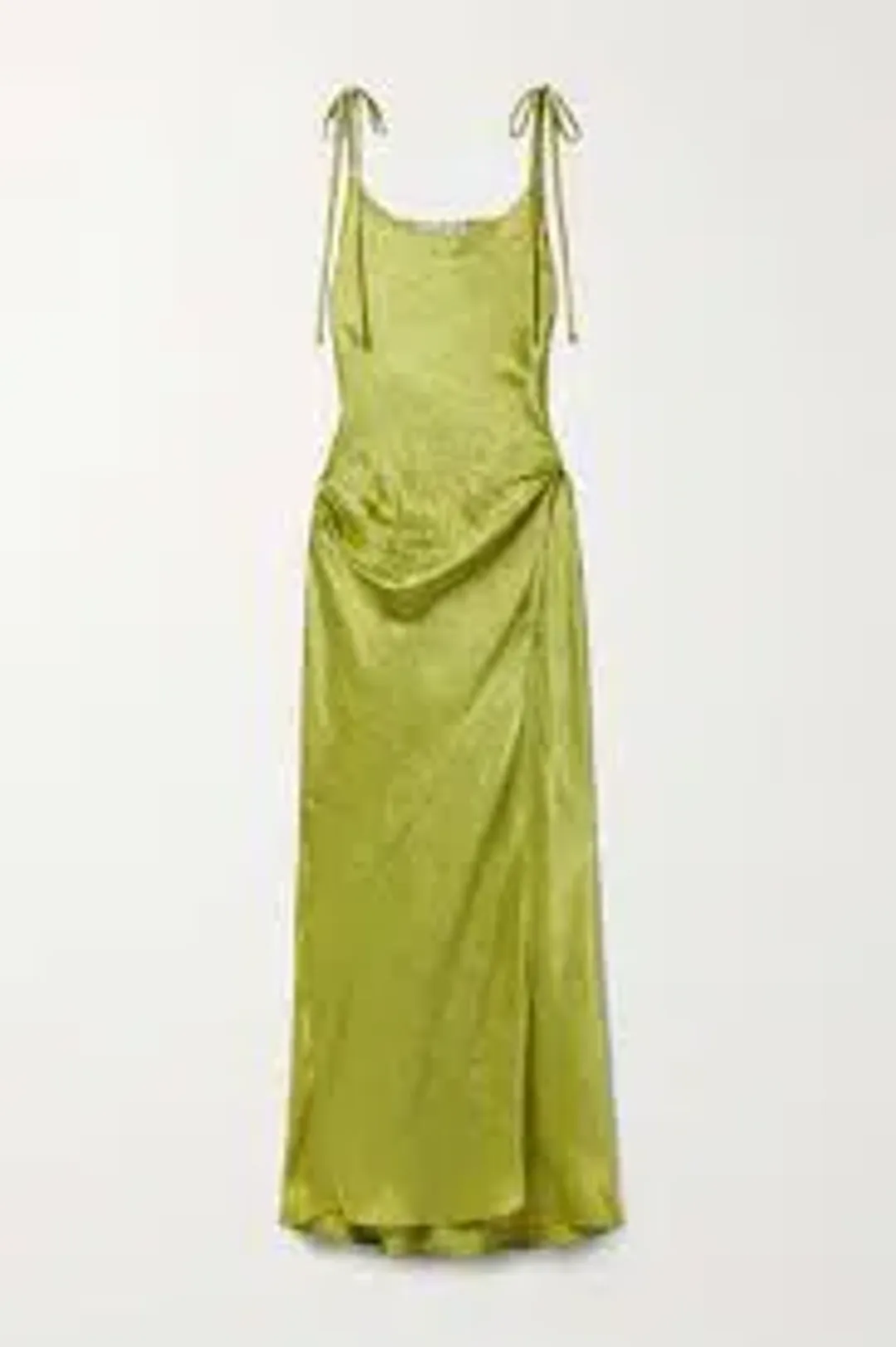 ACNE Studios -  hammered-satin midi wrap dress - chartreuse for rent on The Volte - main image