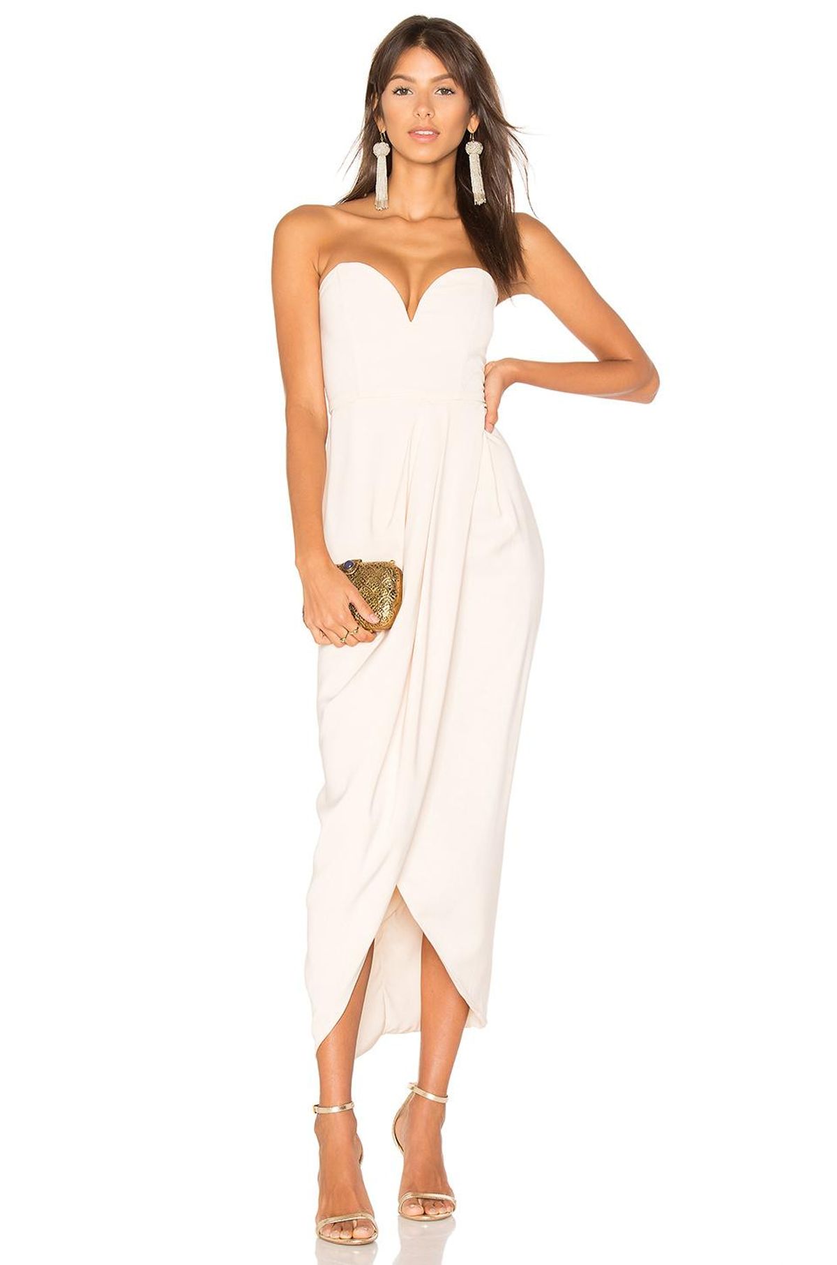 Shona Joy Nude Core 'U' Bustier Draped Dress Ballet - Image 1