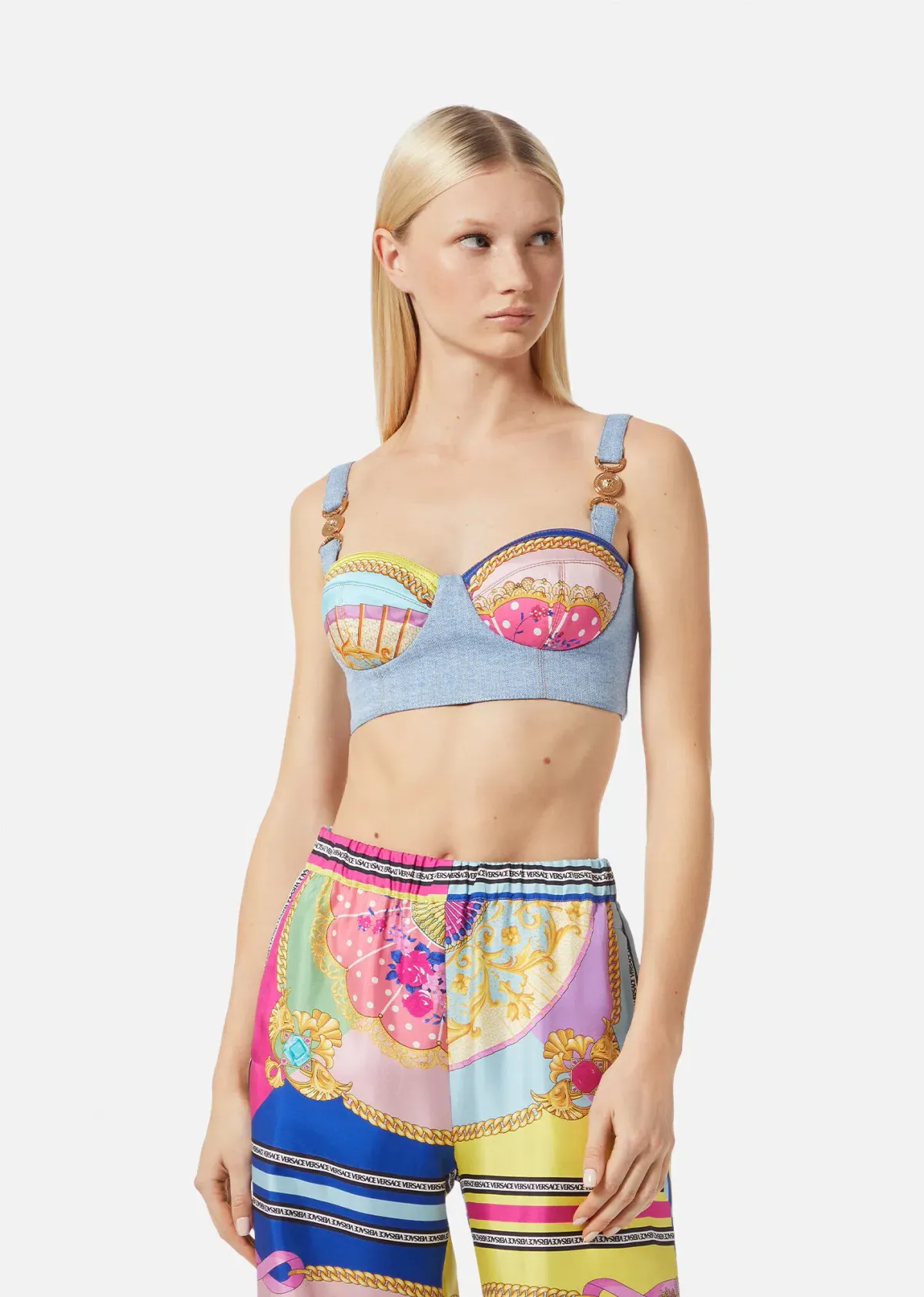 Versace Ventagli Denim Bralette Top Blue Size AU 8 - Image 3