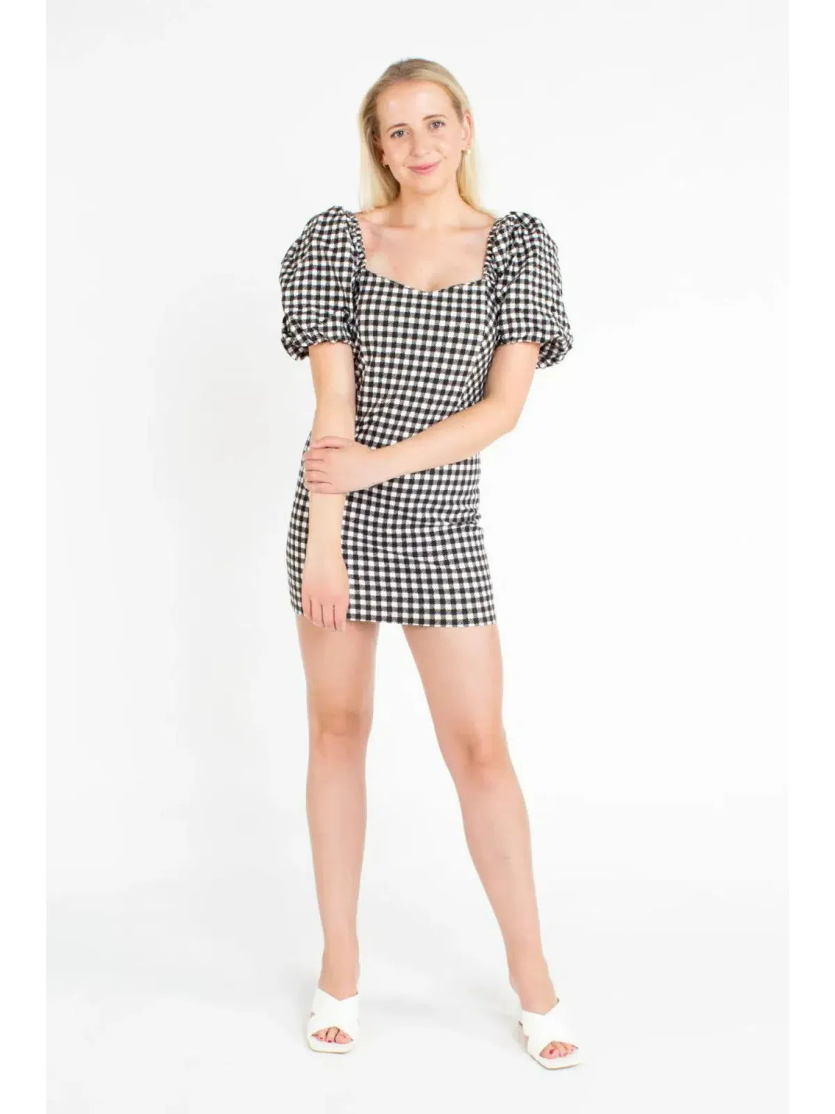 Bec & Bridge Check It Out Mini Dress Black Print Size 2 / AU 6 - Image 1