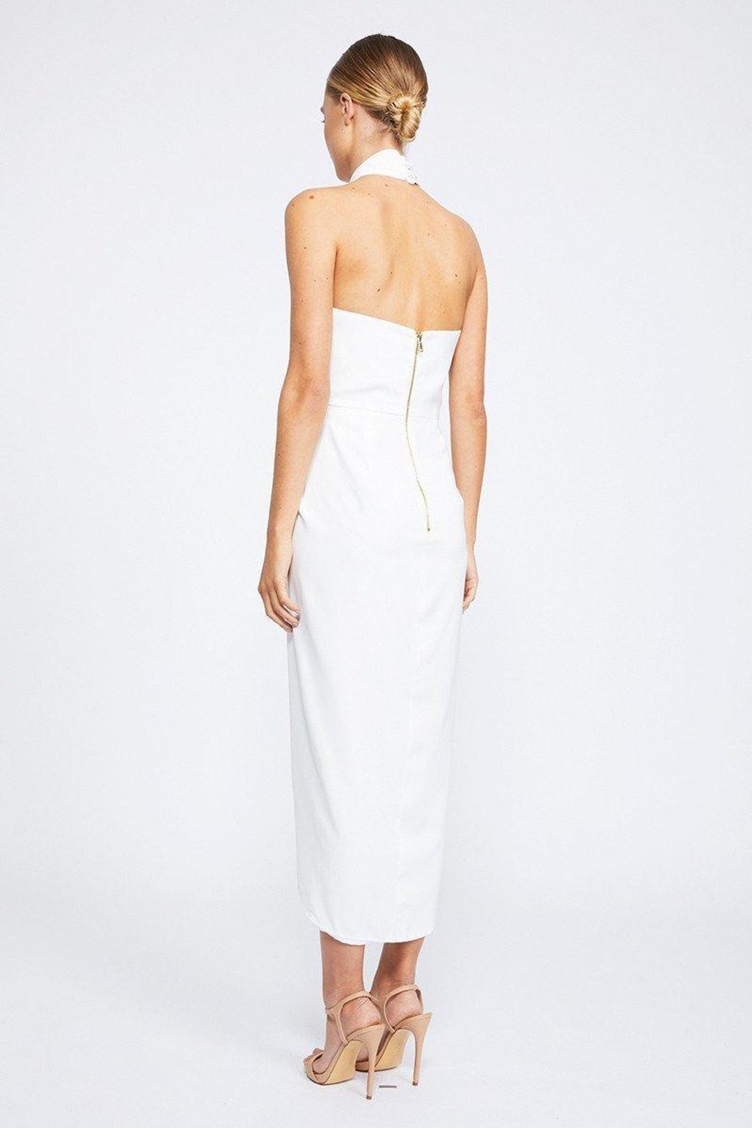 Shona Joy Core Knot Draped Dress White Size 8 for rent on The Volte - main image