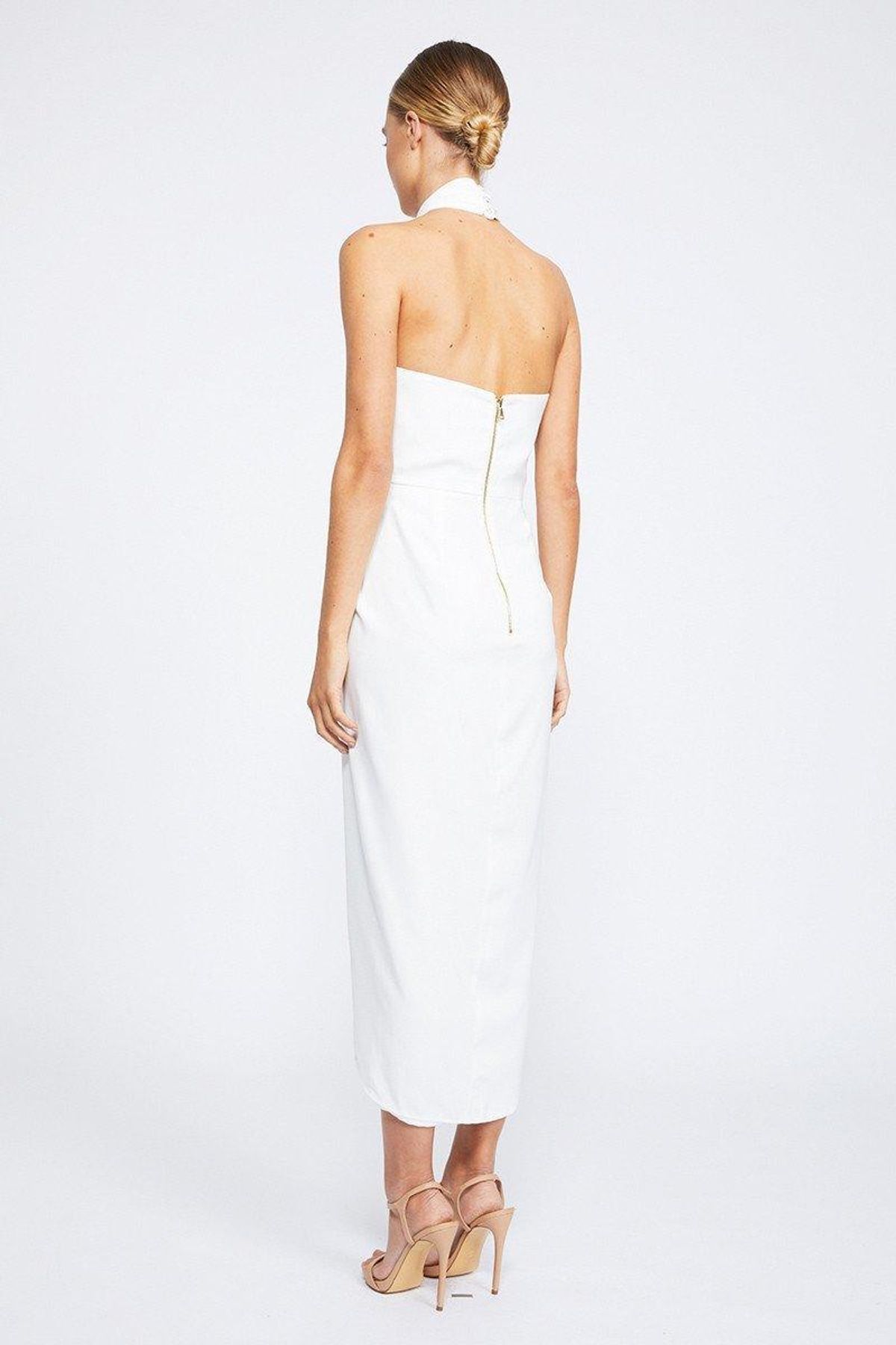 Shona Joy Core Knot Draped Dress White Size 8 - Image 3