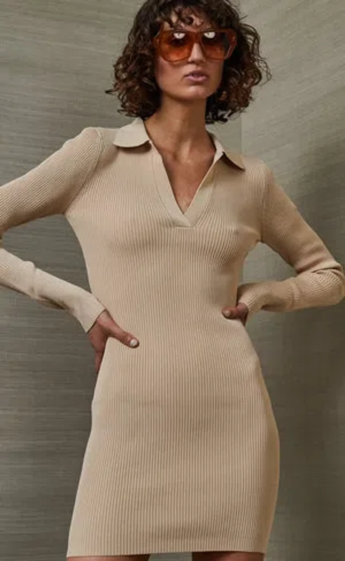 Bec & Bridge Latte Harper Knit Mini Dress Beige Size 6 / AU 10  - Image 5