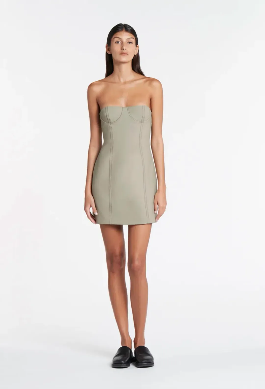 Sir the Label Adrien Structured Mini Dress in Sage Size 1 / Au 8 for rent on The Volte - main image