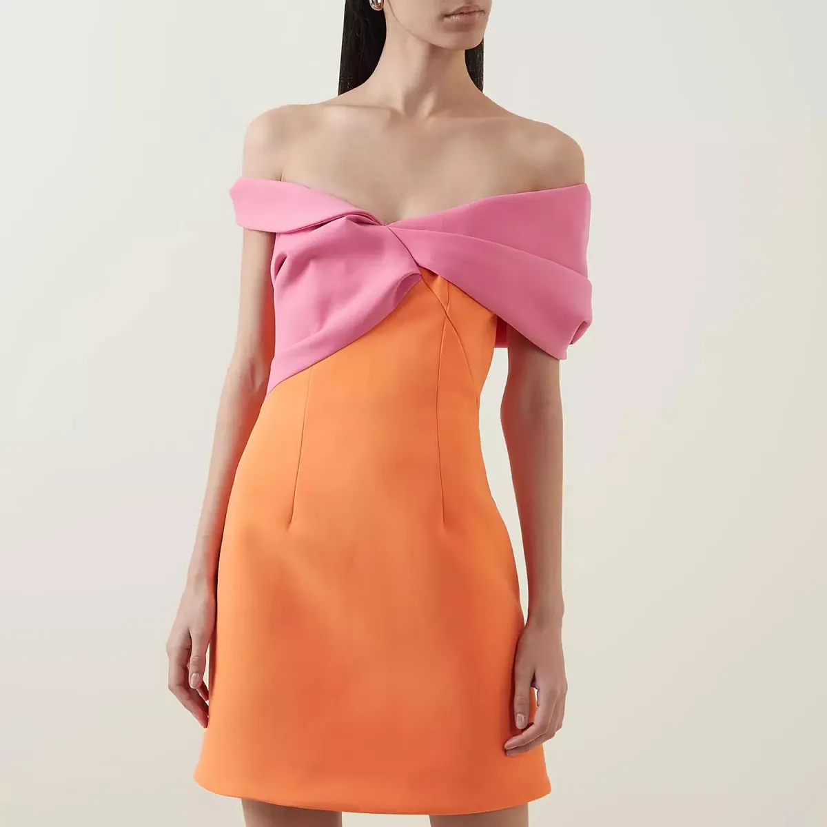 Rachel Gilbert Matteo Off Shoulder Mini Dress Orange/Pink Size 1 / AU 8 - Image 2