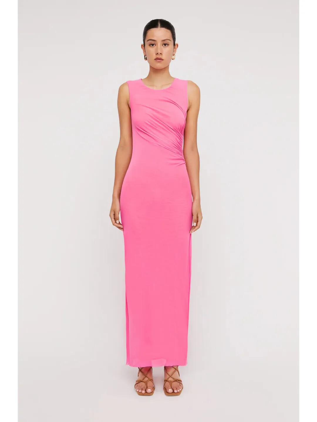 Scanlan Theodore Italian Mesh Gathered Dress Pink Size AU 6 for rent on The Volte - main image