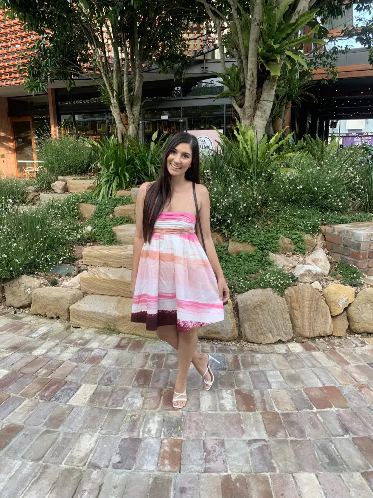 Aje Kasbah Sunset Stripe Ruched Bow Mini Dress Print Size 6 - Image 2