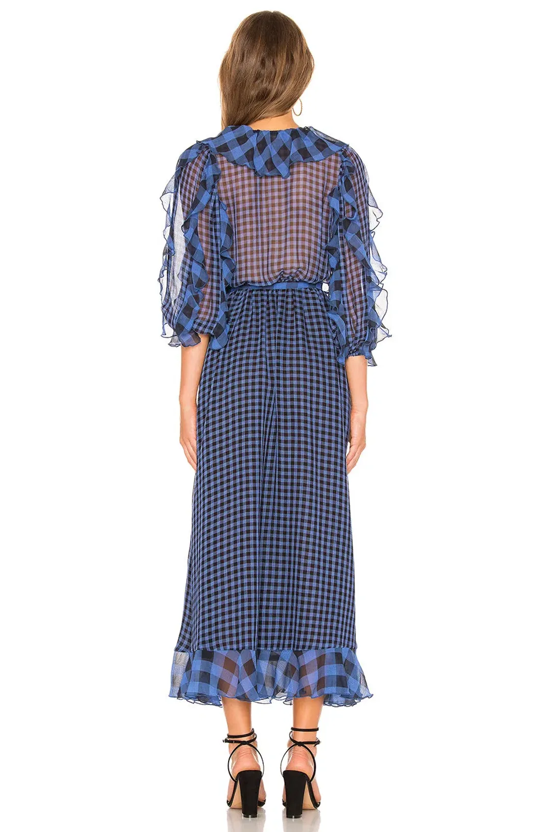Tularosa Alicia Dress in Blue Check Size XL/AU 16 for rent on The Volte - main image