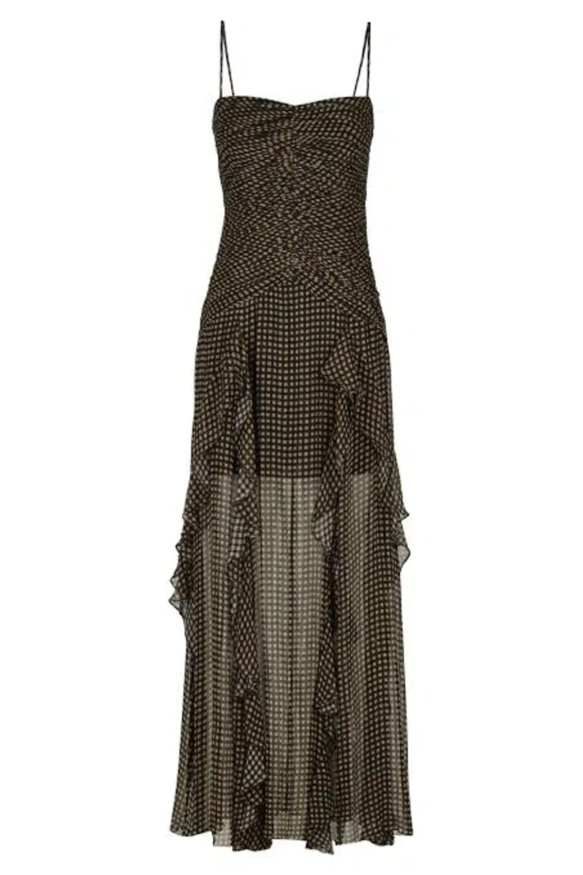 Shona Joy Sofia Ruched Frill Maxi Dress Black Size AU 8 - Image 3
