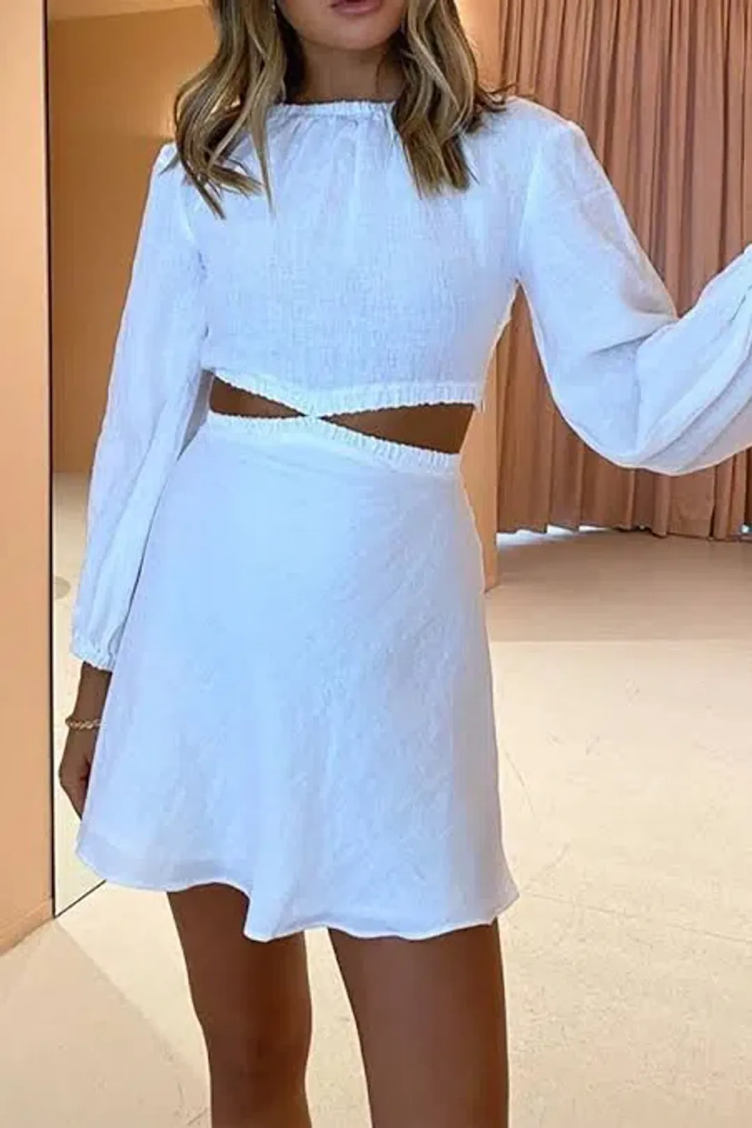 Bec & Bridge Madeline Mini Dress Ivory White Size AU 10 for rent on The Volte - main image