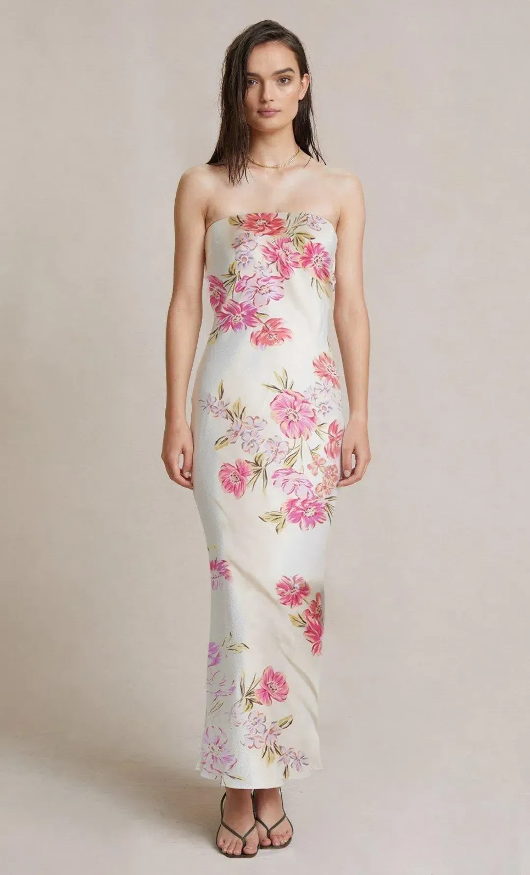 Bec & Bridge Tropic Fauna Strapless Dress White Size AU 10 for rent on The Volte - main image