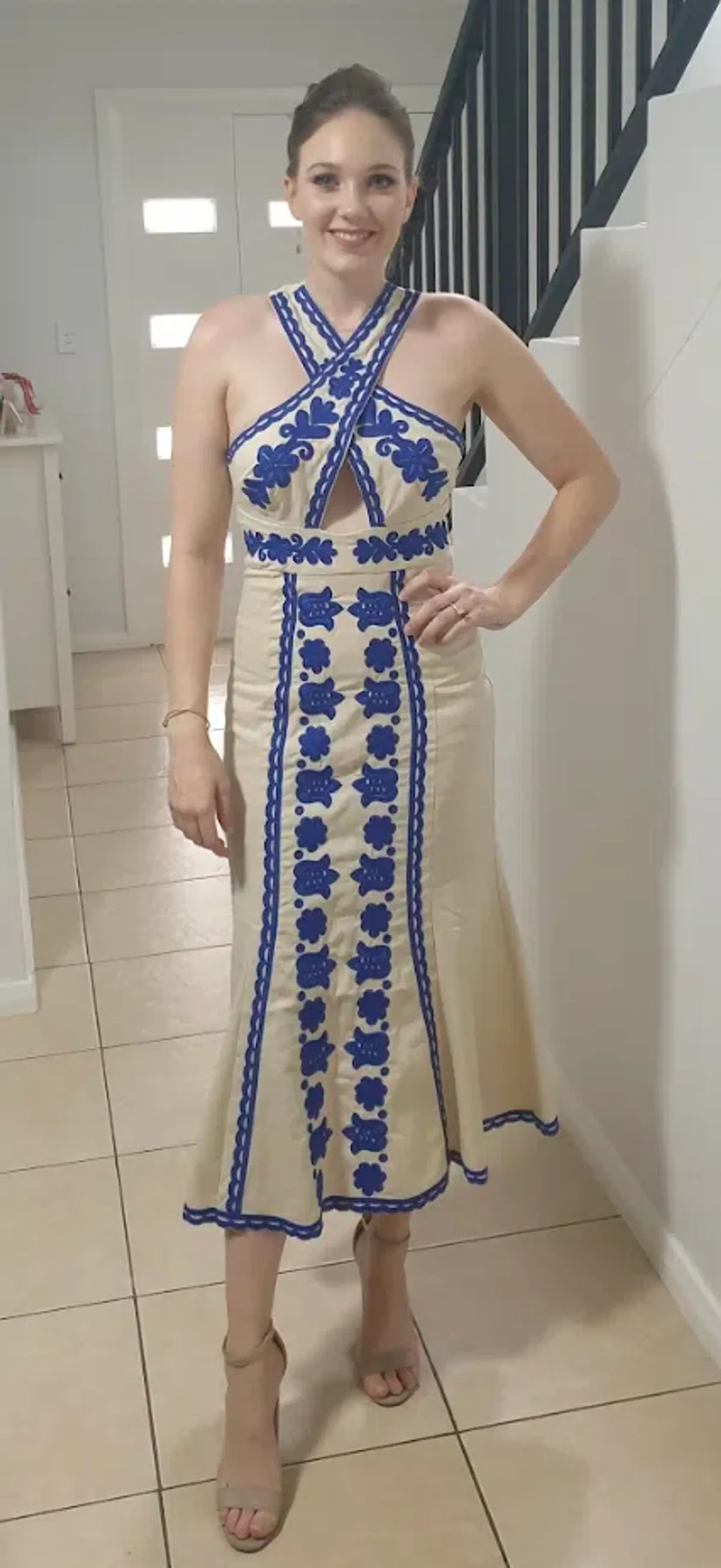 Alice McCall Wild Horses Midi Dress Cream/Blue Size 8 / S - Image 3