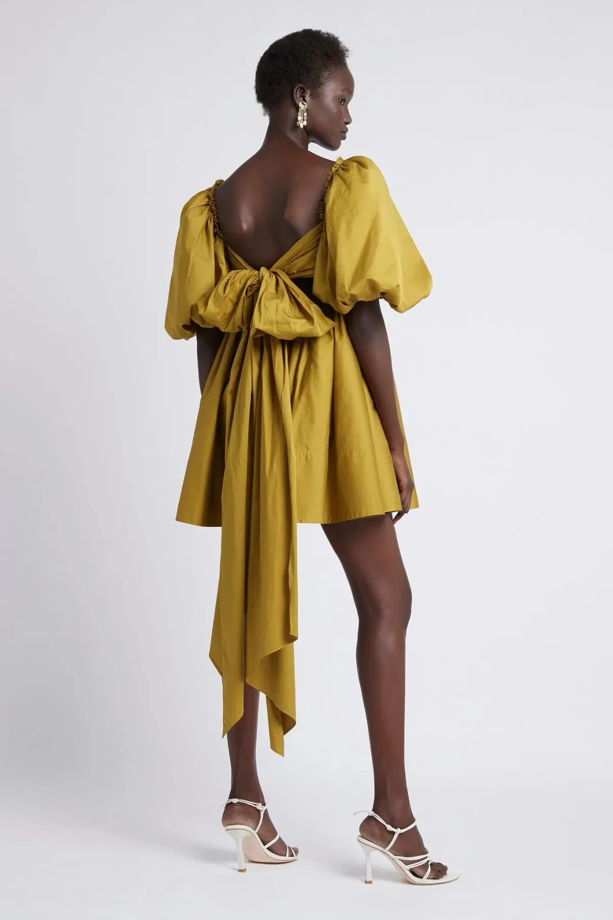 Aje Casabianca Puff Sleeve Mini Dress Olive Green Size 6 / XS - Image 2