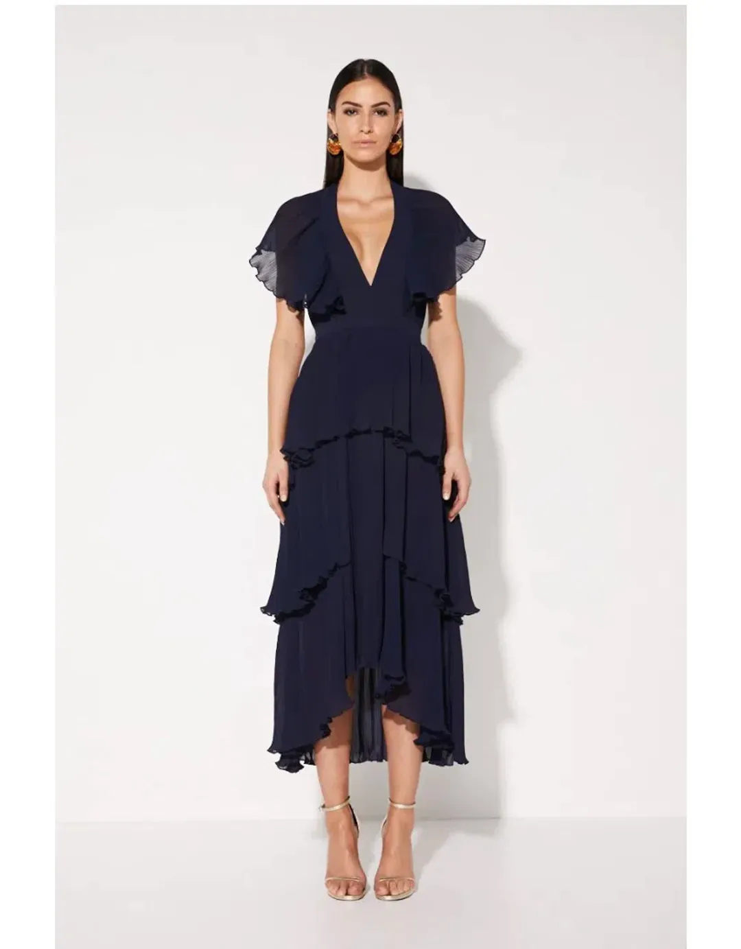 Mossman Slice of Heaven Midi Dress Navy Size AU 8  for rent on The Volte - main image