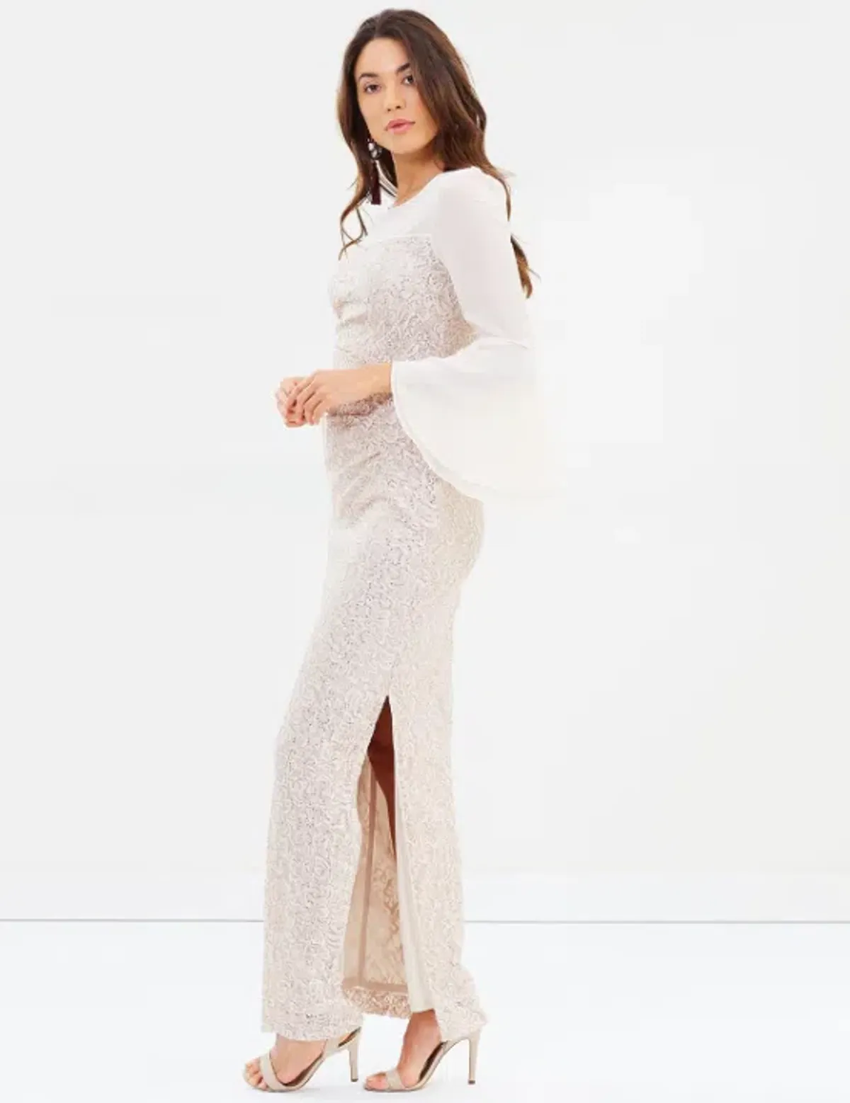 Montique Amelia Bell Sleeve Gown White Size AU 8 - Image 2