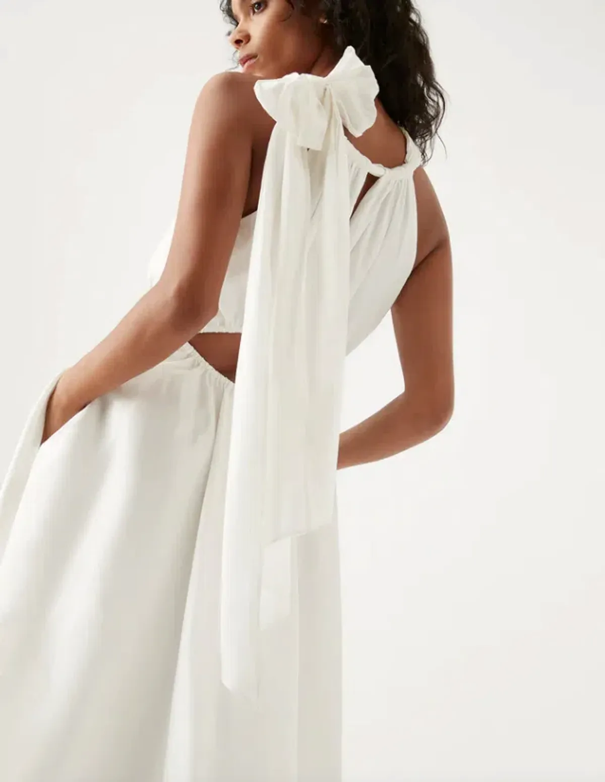 Aje Henriette Tie Strap Midi Dress Ivory Size 8 / S - Image 4