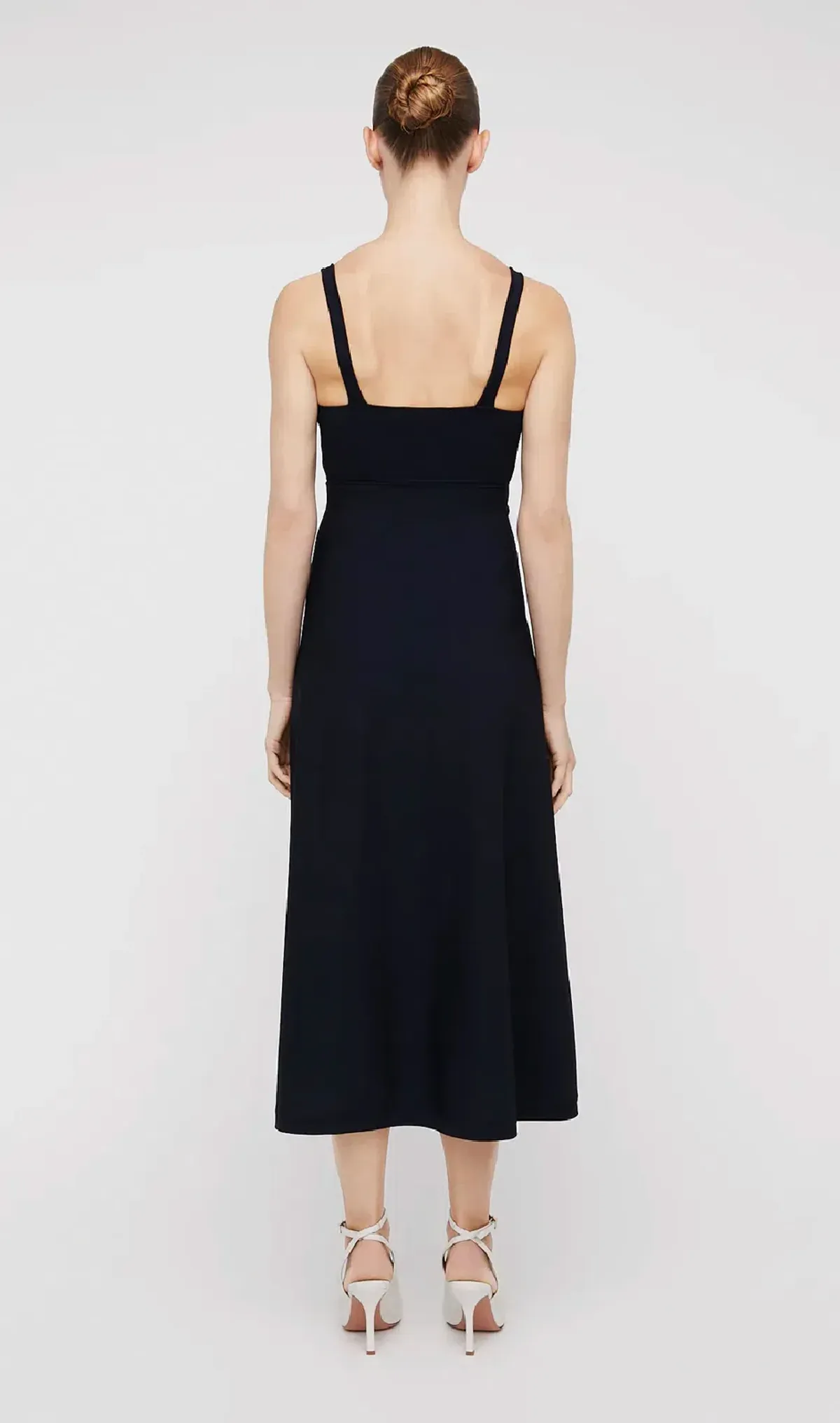 Scanlan Theodore Crepe Knit Square Neck Midi Dress Navy Size XS / Au 6 - Image 3