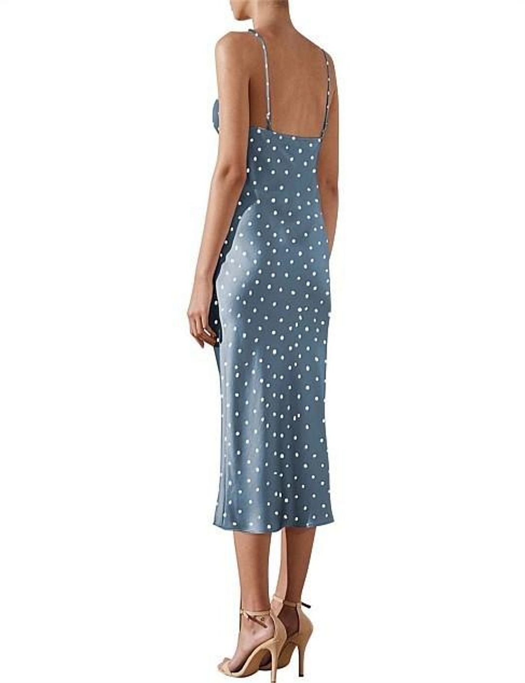 Shona Joy  Bias Slip Midi ICE BLUE / IVORY SPOT for rent on The Volte - main image